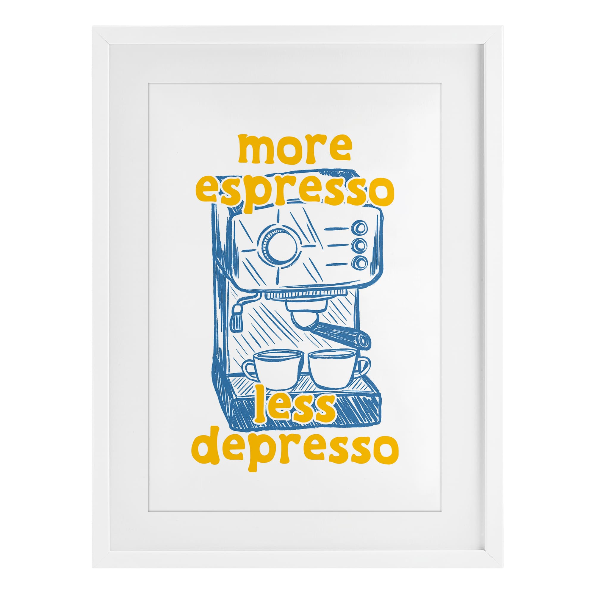 Stupell Industries BY-839-MFW-17X23 More Espresso Minimal Coffee White Framed Print Under Glass 17 x 23