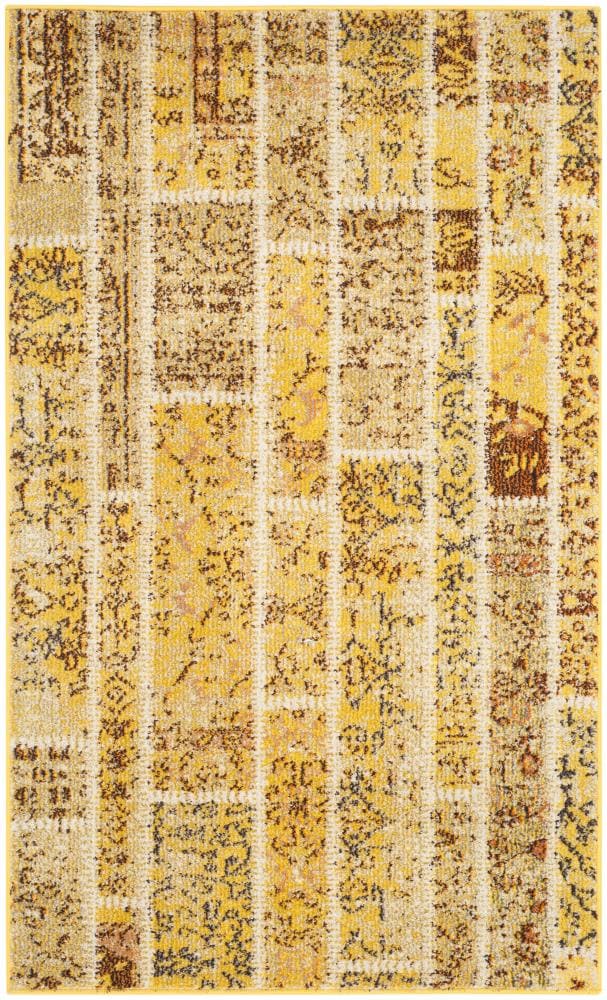 Safavieh MNC216K-3 Monaco Adum 3 x 5 (ft) Loomed Polypropylene Yellow/Multi Rectangular Indoor Distressed/Overdyed Farmhouse/Cottage Throw rug