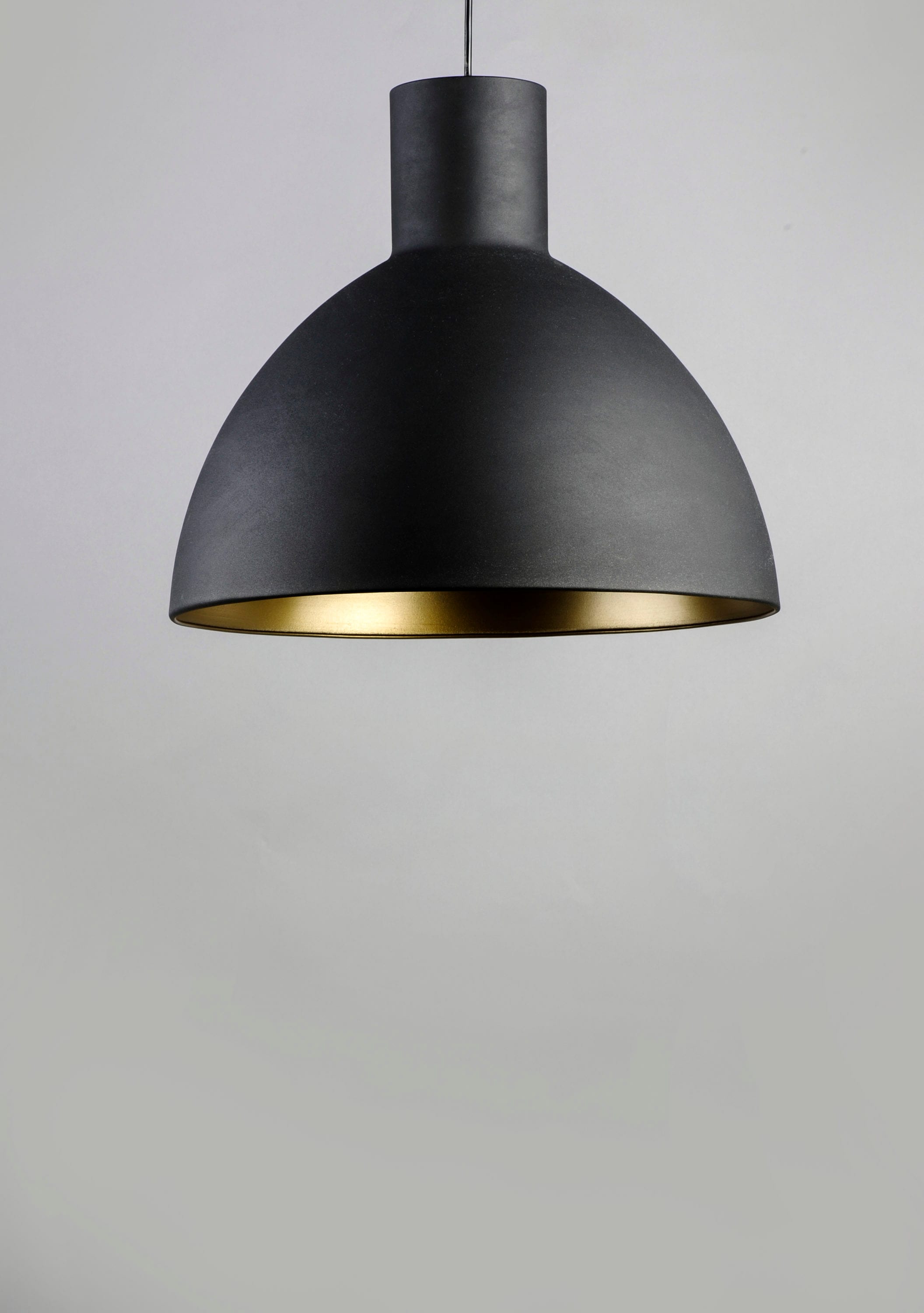 Cora Black/Gold Industrial Dome Medium Hanging Pendant light