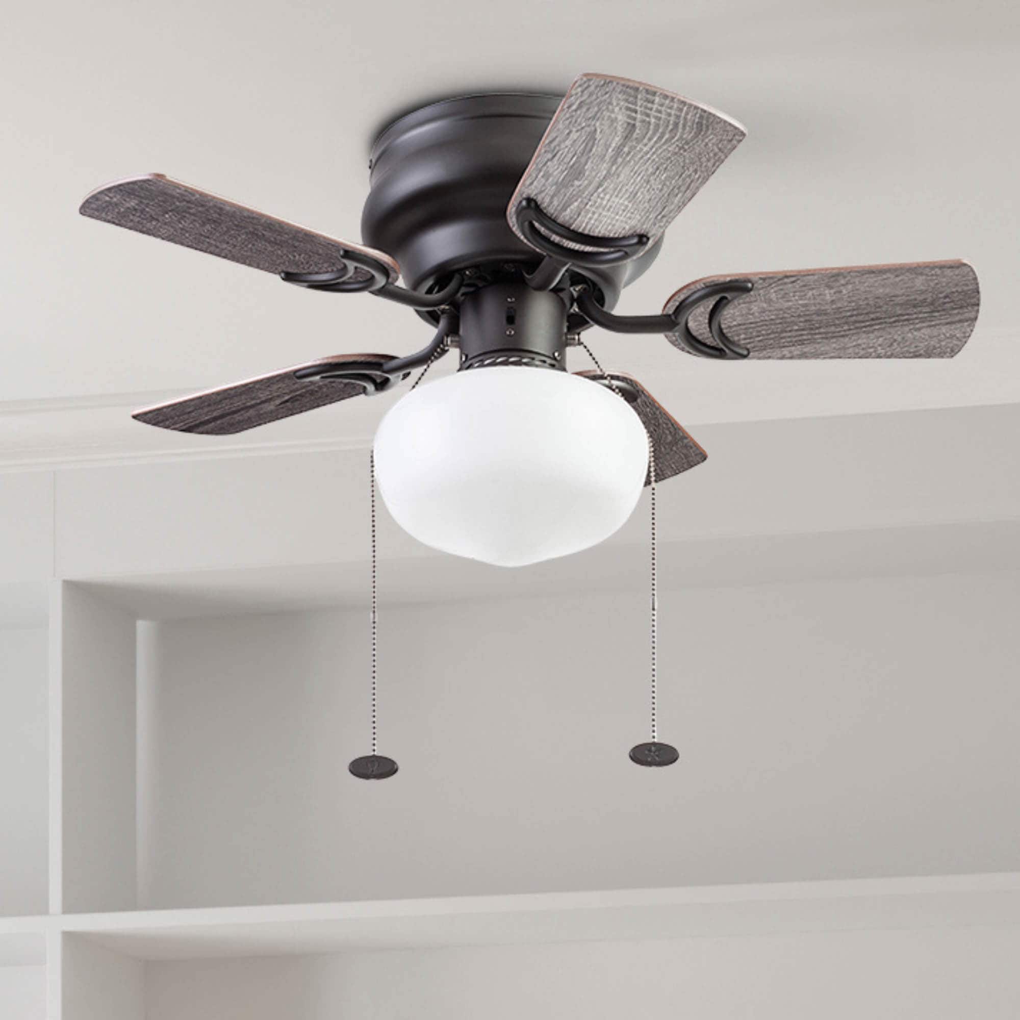 Prominence Home Hero 28-in Flush Mount Bronze with Black Pine Rough Pine Blades Ceiling Fan With Light ( 5 -Blade ) #51655-26