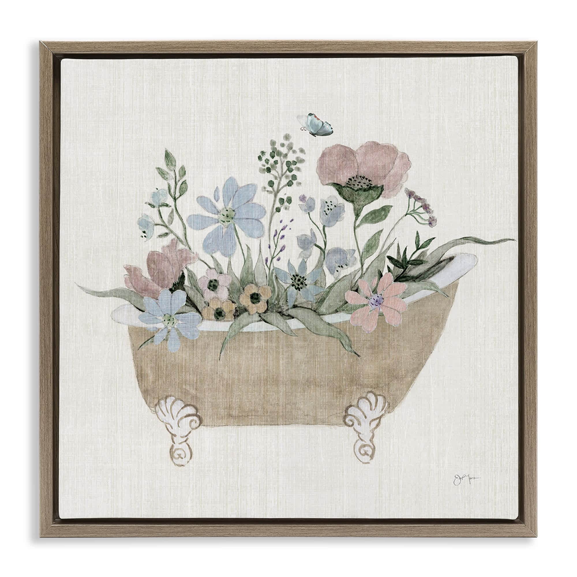 Stupell Industries BS-136-FFE-24X24 Rustic Botanicals in Tub Floating Frame design by Janet Tava