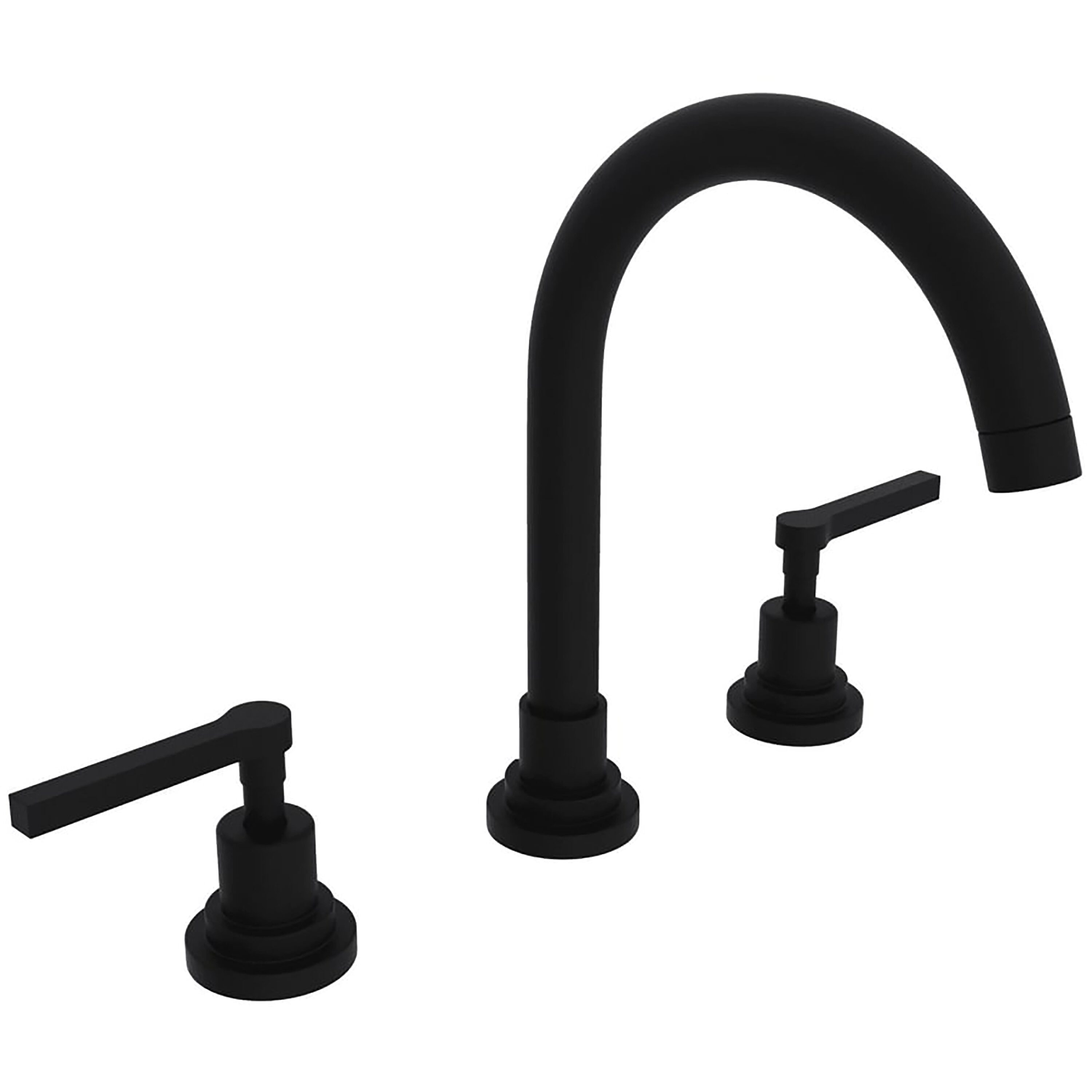 Rohl A2208LMMB-2 Matte Black Widespread 2-handle Mid-arc Residential Handle Bathroom Sink Faucet with Drain