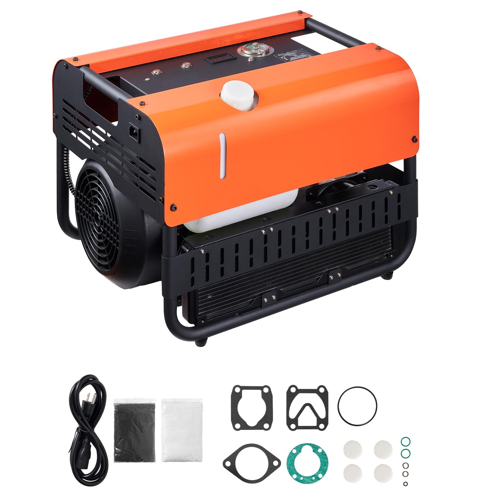GIVIMO 4500-PSI PCP Air Compressor with Dual-Cylinder Two-Stage Pump 2200-W Motor 35-LPM Output Built-in Water and Fan Cooling Auto-Stop Pressure Control Oil-Water Separator and Gauges for Scuba Paintball and Air Rifle Tanks