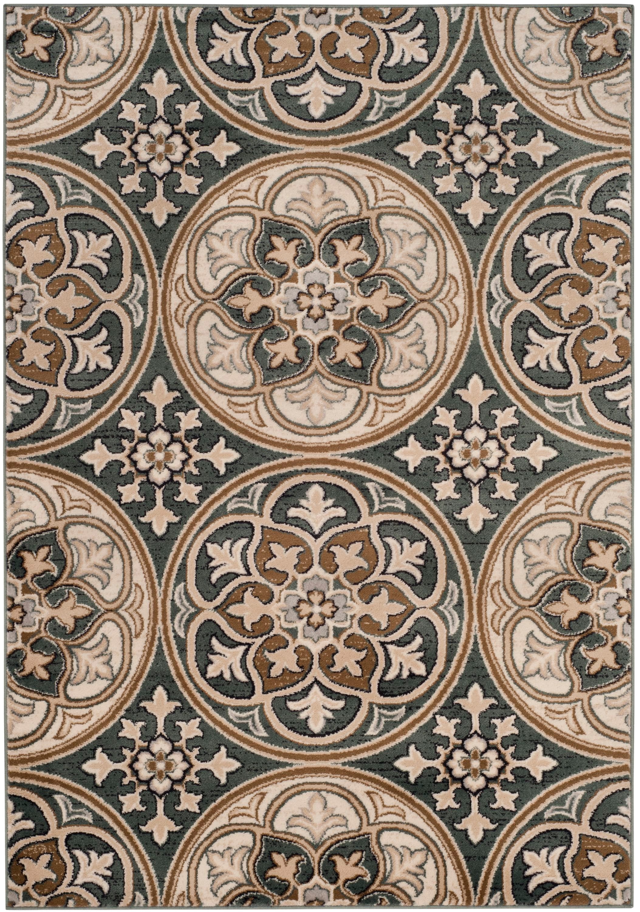 Safavieh LNH341C-5 Lyndhurst Moshen 5 x 8 (ft) Loomed Polypropylene Slate Blue/Beige Rectangular Indoor Floral/Botanical Oriental Area rug