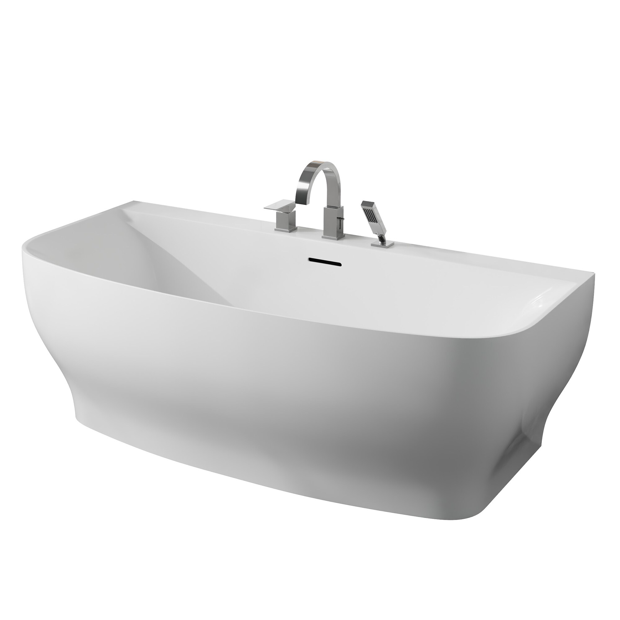シンプルブラン ANZZI Bank series 30.7-in x 64.9-in White Acrylic Oval