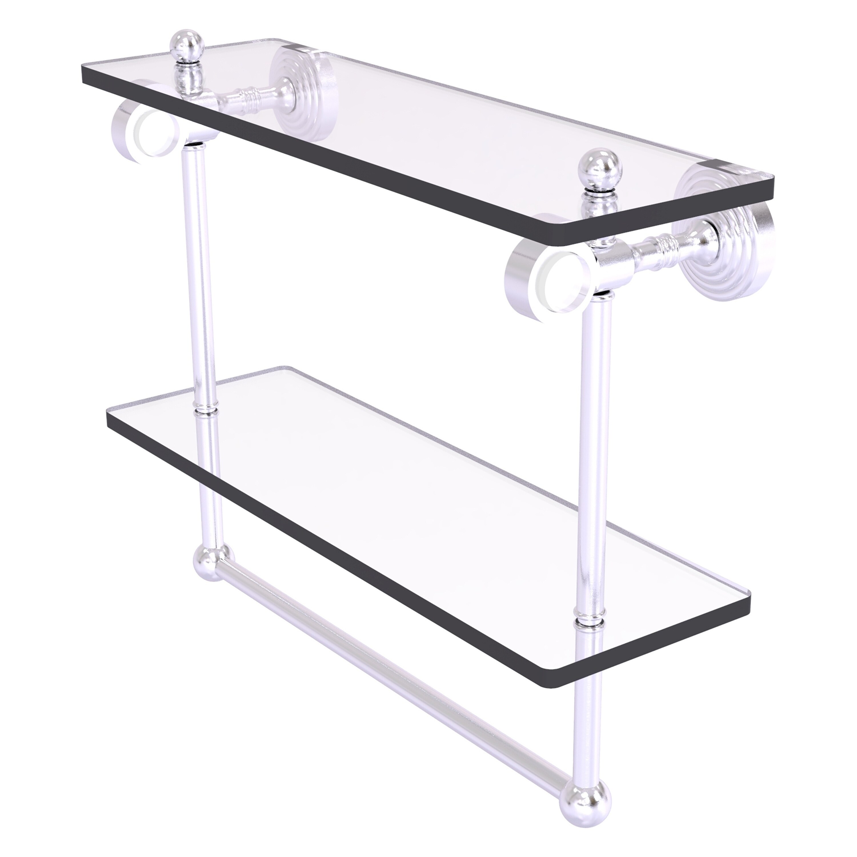 Allied Brass PG-2TB-16-SCH Pacific Grove Satin Chrome 2 -Tier Wall mount Bathroom Shelf ( 16-in x 13-in x 5-in )