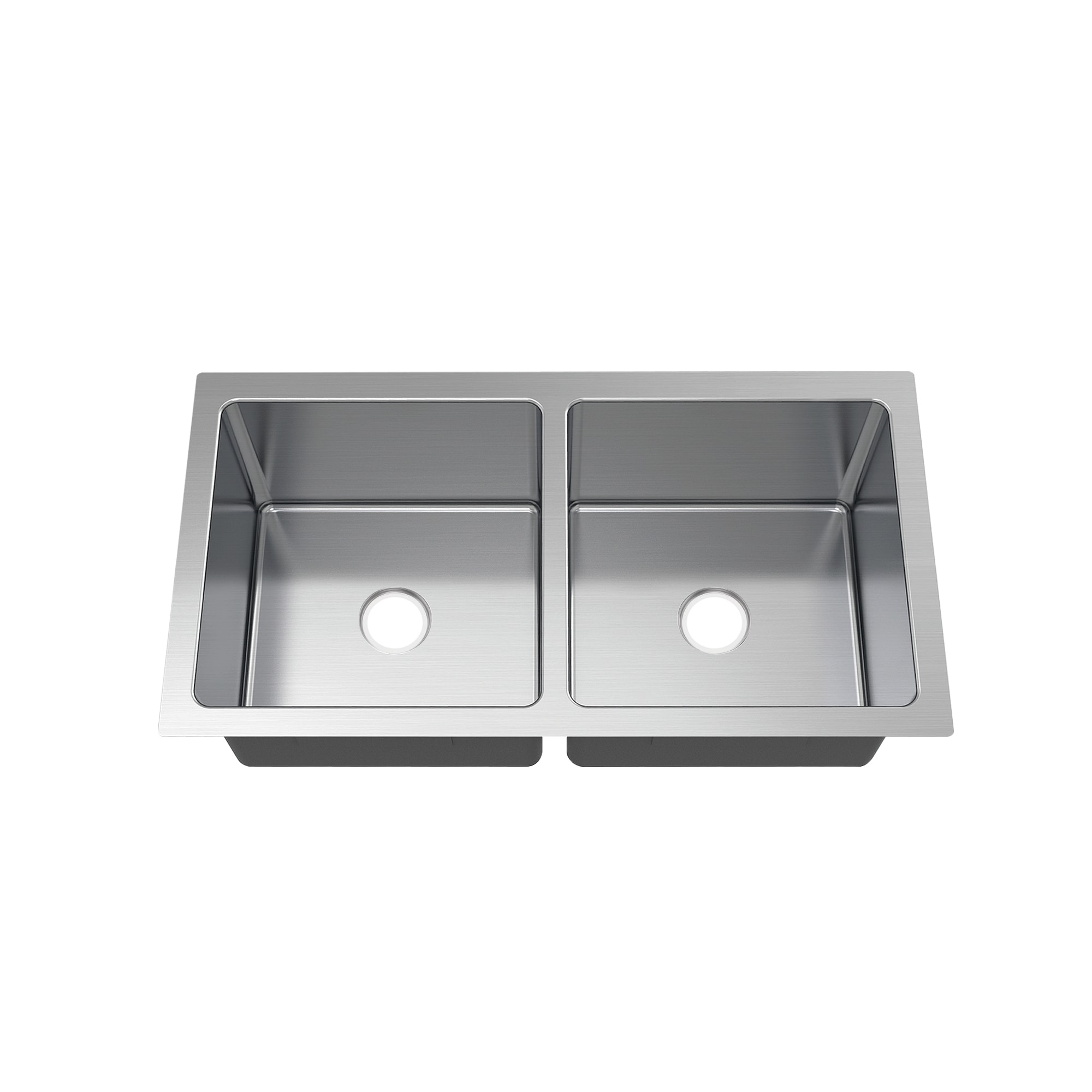 Project Source VUR3219LA09 Undermount 19-in x 32-in Stainless steel Double equal bowl 18 -Gauge Kitchen Sink