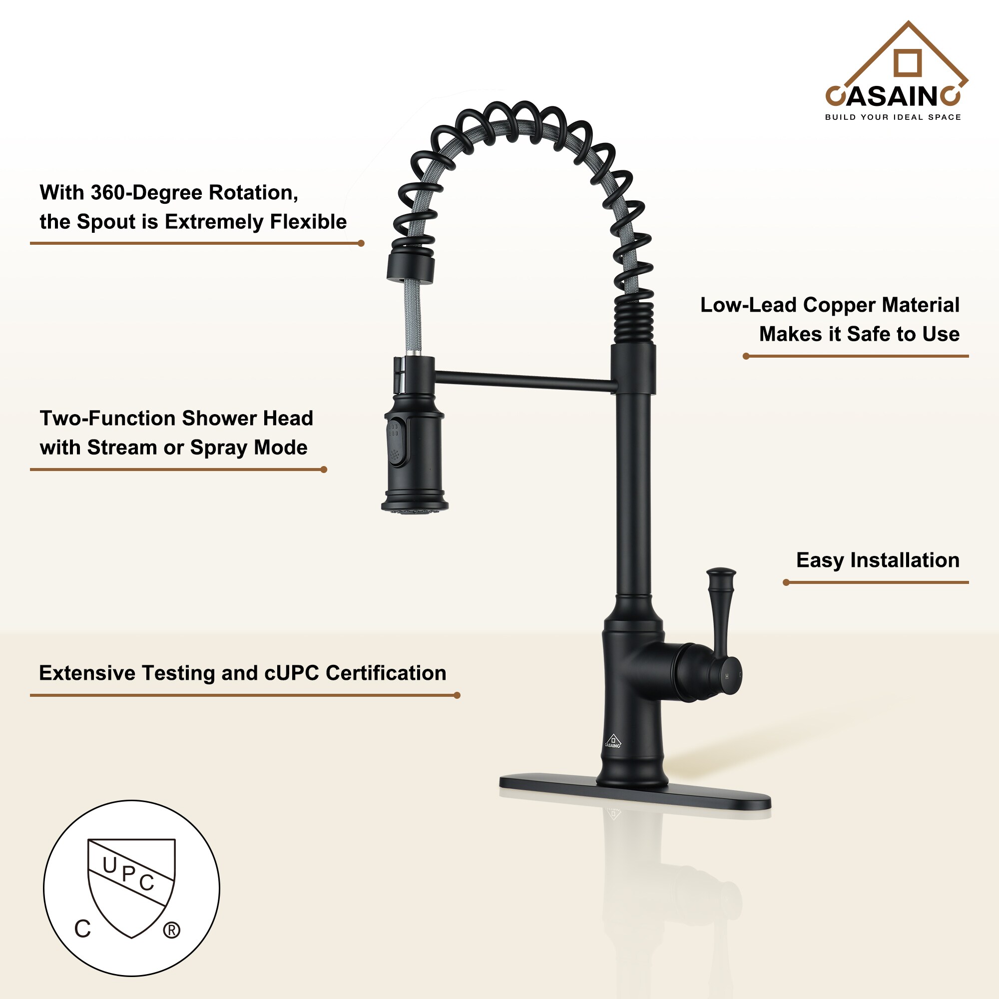 CASAINC CA-D4183-MB Kitchen-Faucets - View #5
