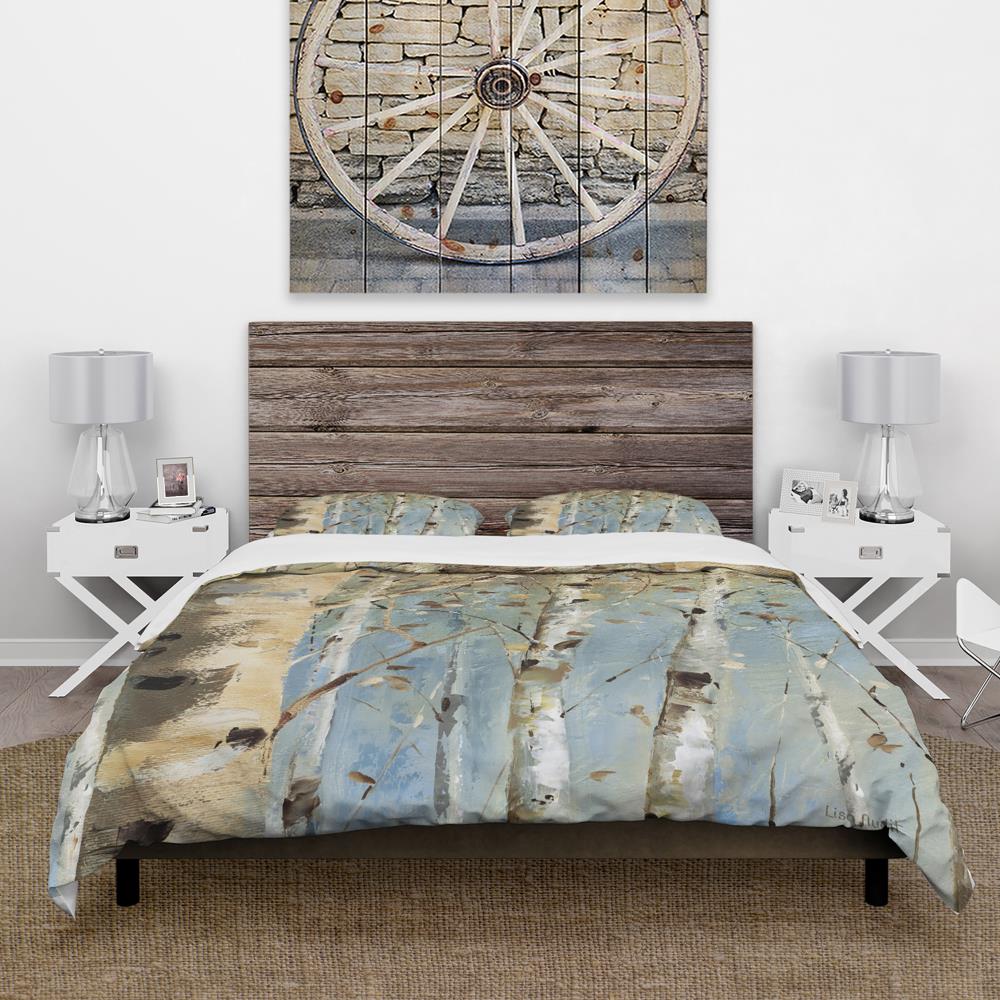 Twin Blue and Beige Microfiber Duvet Cover Set