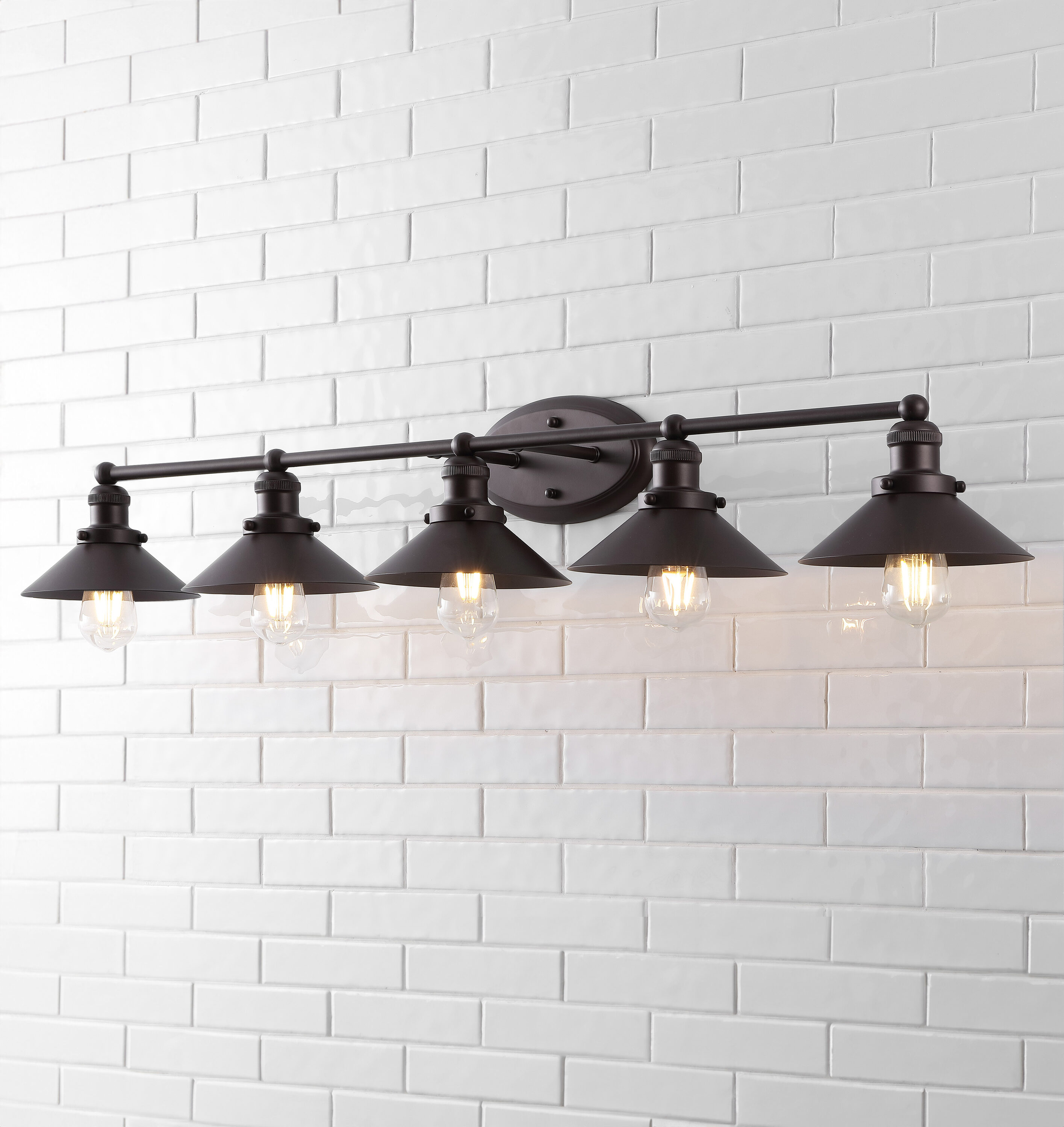 JONATHAN  Y JYL7905A July 46-in 5 -Light Oil-rubbed Black Transitional Vanity light