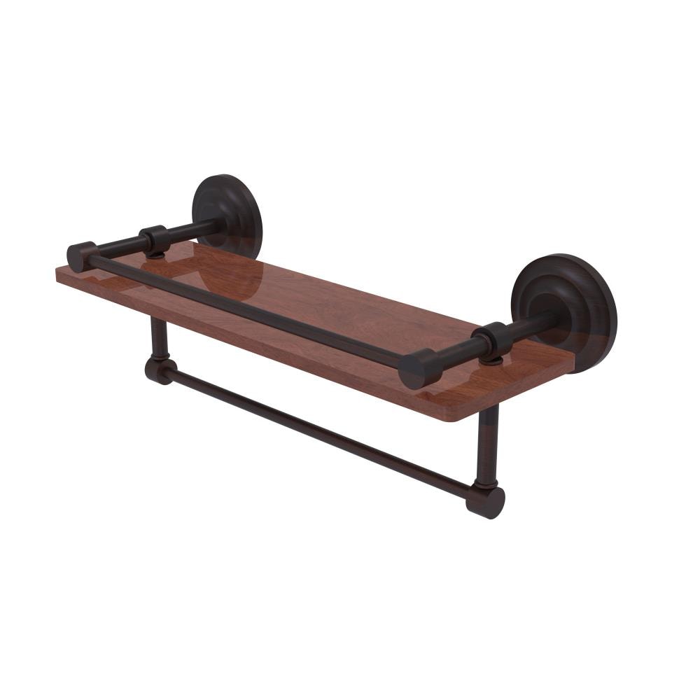 Allied Brass QN-1TB-16-GAL-IRW-VB Que New Venetian Bronze 1-Tier Wall Mount Bathroom Shelf (16-in X 5-in)