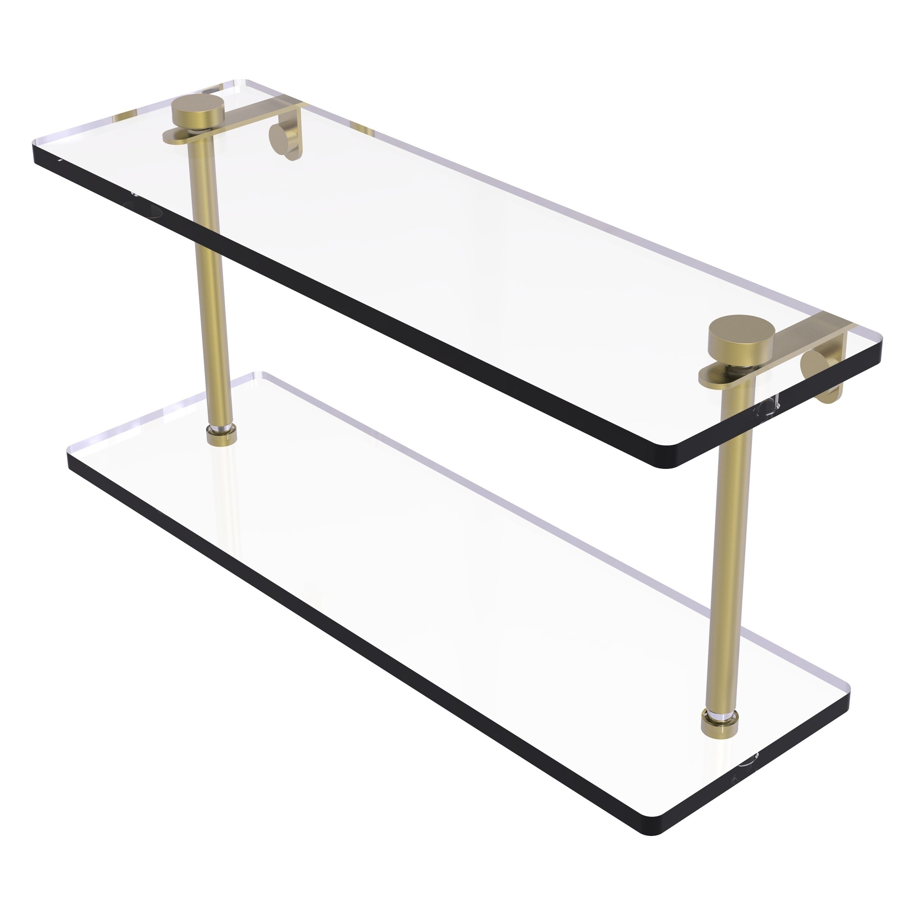 Allied Brass NS-2/16-SBR Satin Brass 2 -Tier Wall mount Bathroom Shelf ( 16-in x 8-in x 5-in )