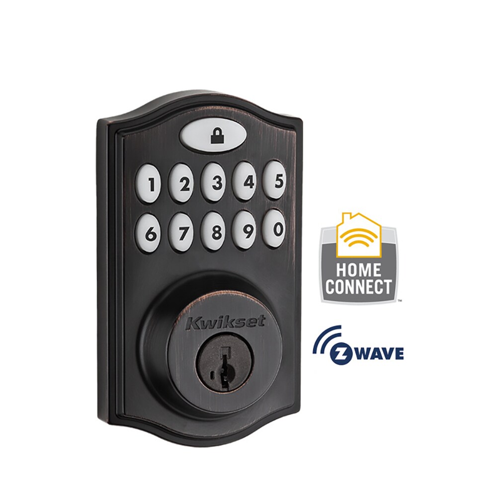 Kwikset 914TRL ZW 11P SMT 914 SmartCode Venetian Bronze Smartkey Electronic Deadbolt Built-In Z-wave Lighted Keypad Smart Lock