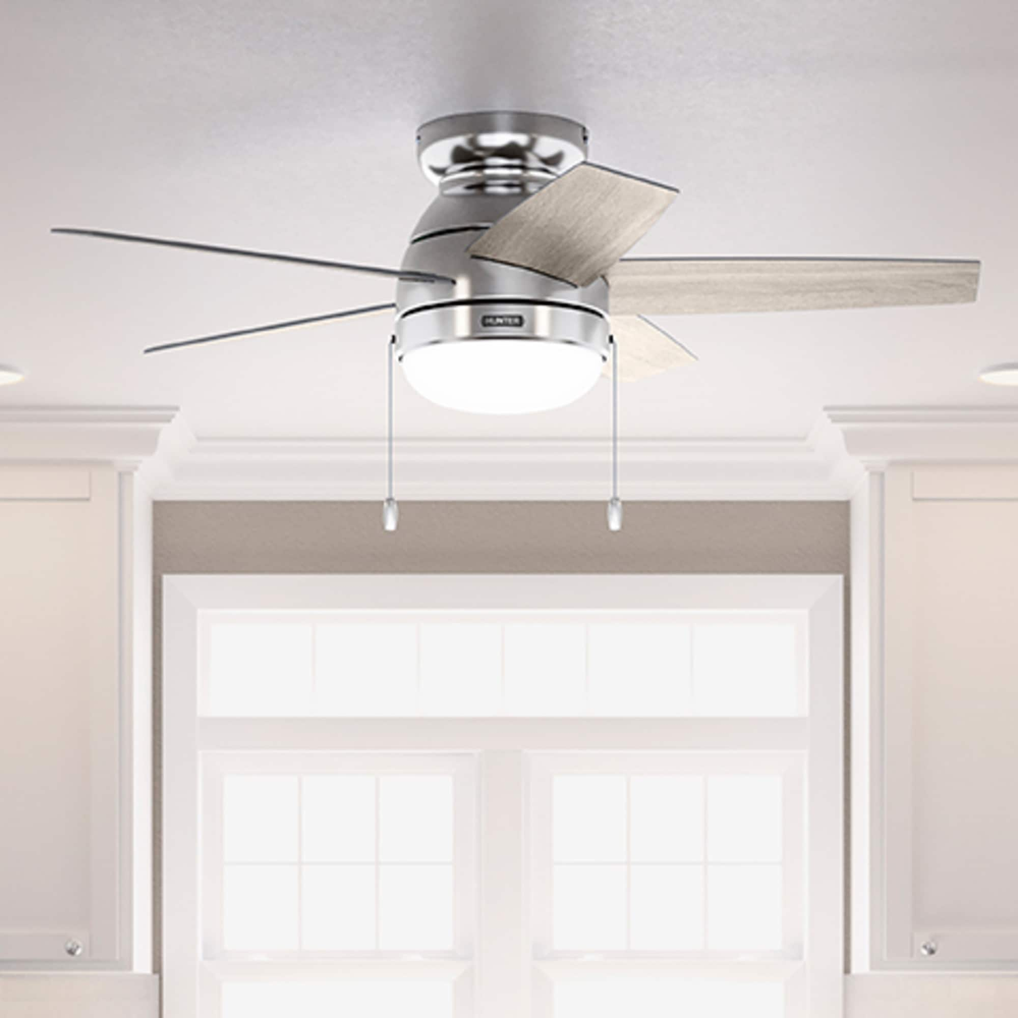 Hunter Alexander 44-in Brushed Nickel Indoor Flush Mount Ceiling 