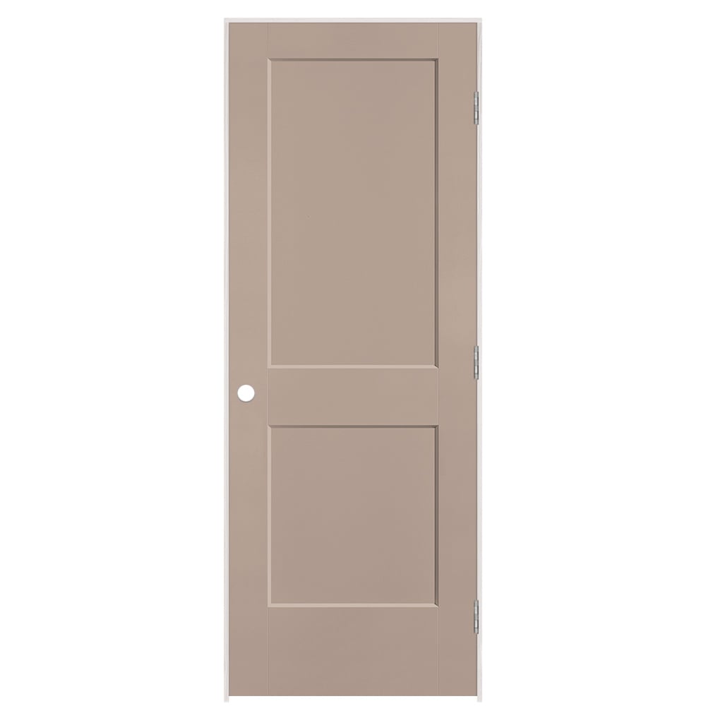 Masonite 895988 30-in x 80-in Sand Piper Solid core 2-panel square Left hand Smooth Prefinished Molded composite Flat Jamb Single Prehung Interior Door