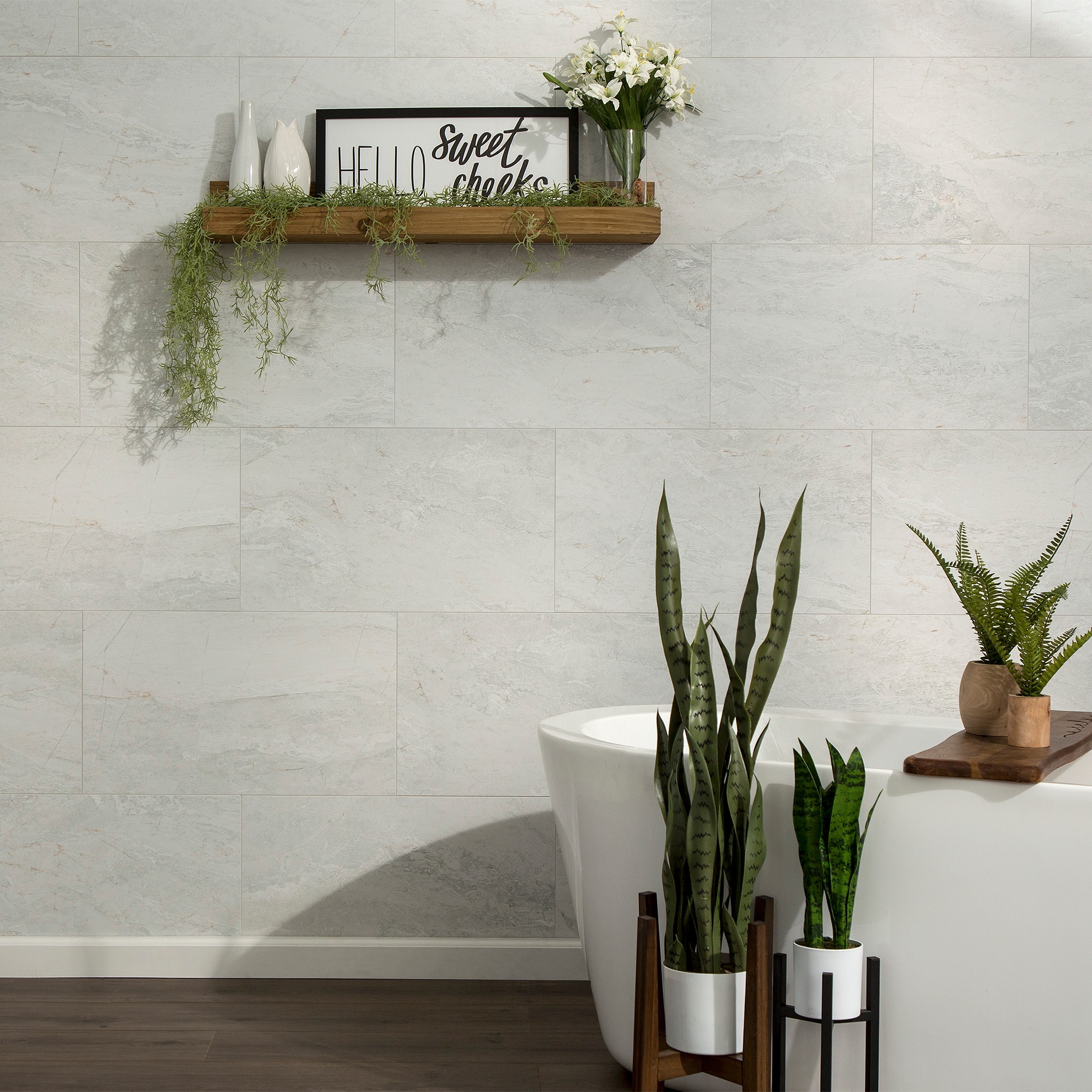 Polar Frost 25.6 in x 14.8 in Vinyl Waterproof Interlocking Wall Tiles