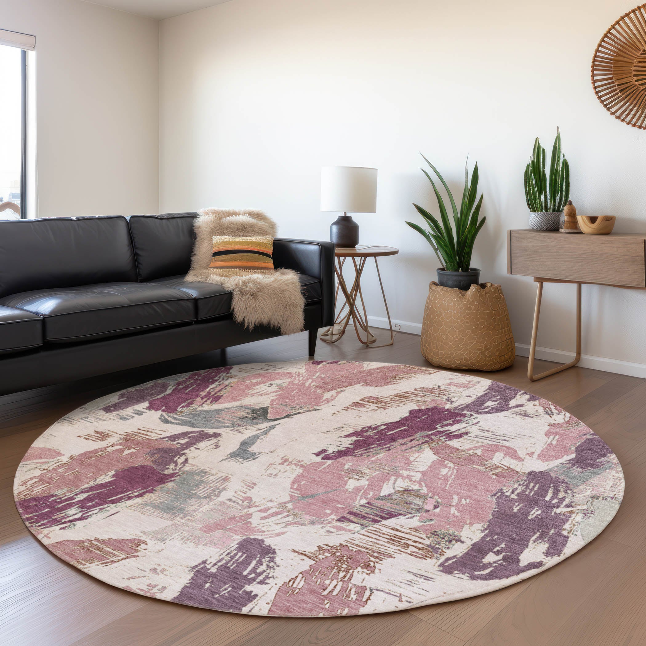 Addison Rugs ACN1597BL8RO Chantille ACN1597BL 8 x 8 (ft) Blush Round Indoor/Outdoor Geometric Machine washable Pet Friendly Area rug