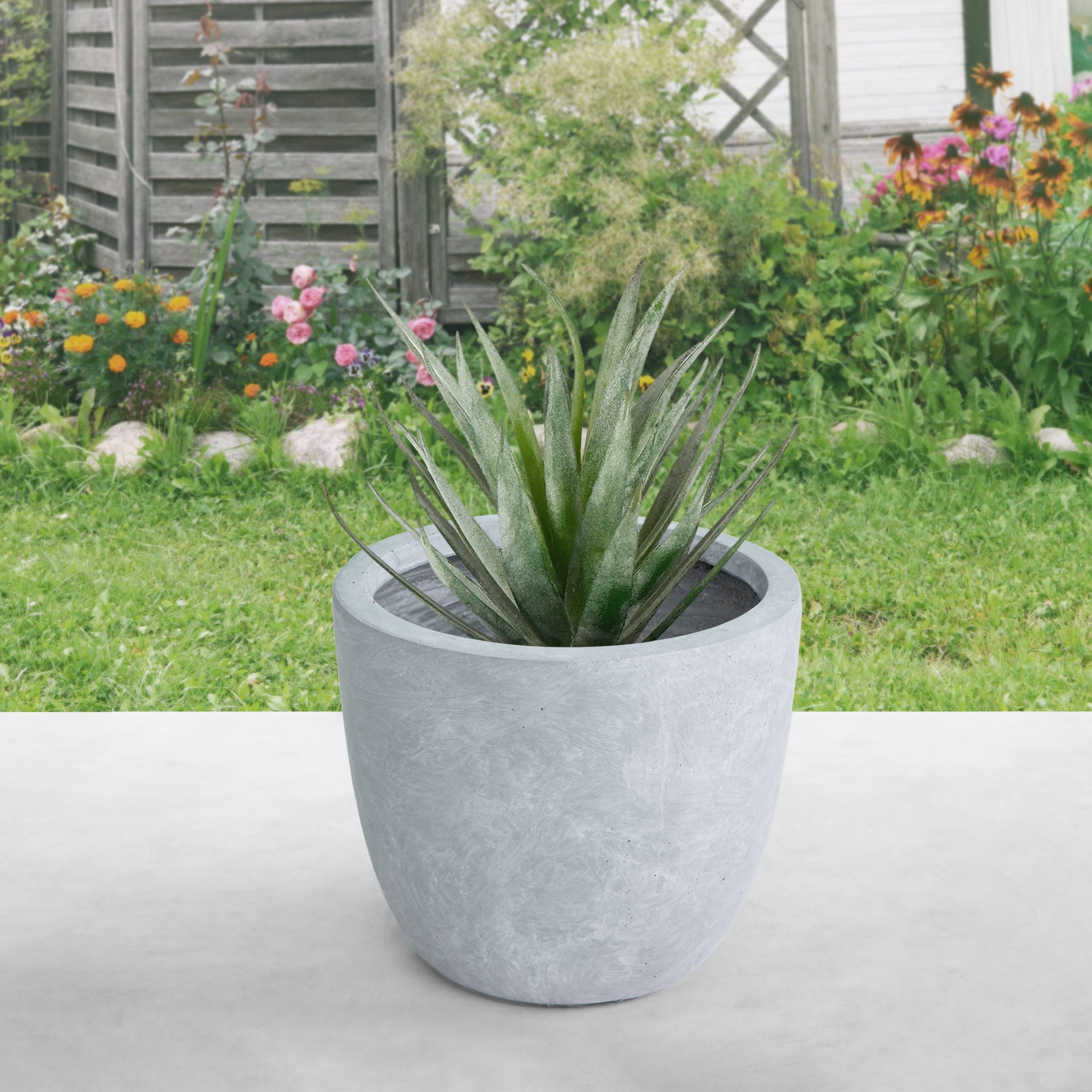 KANTE Round 14-in W x 12-in H Gray Concrete Contemporary/Modern Indoor ...