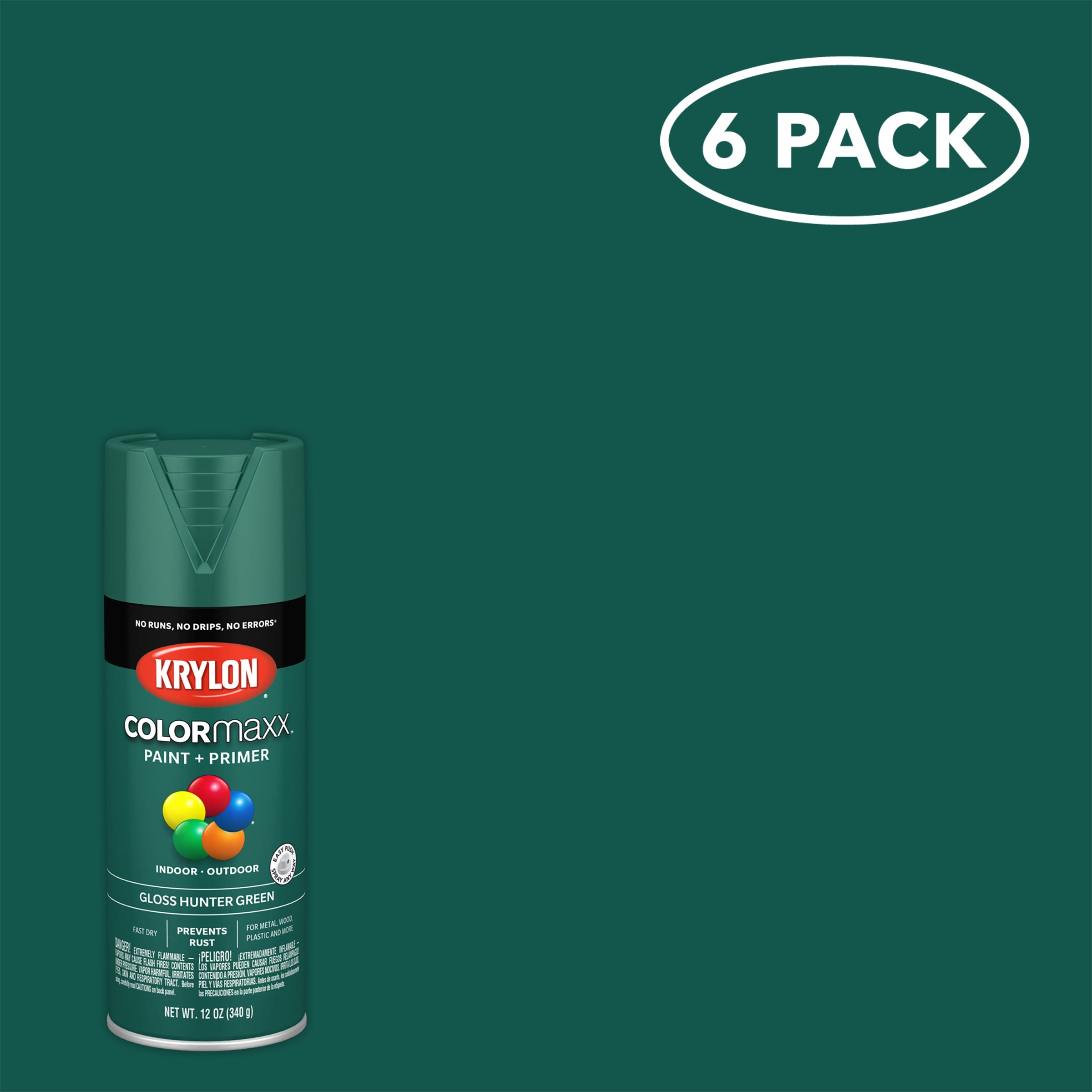 Krylon® Colormaxx Gloss Emerald Green Spray Paint & Primer, 12 oz