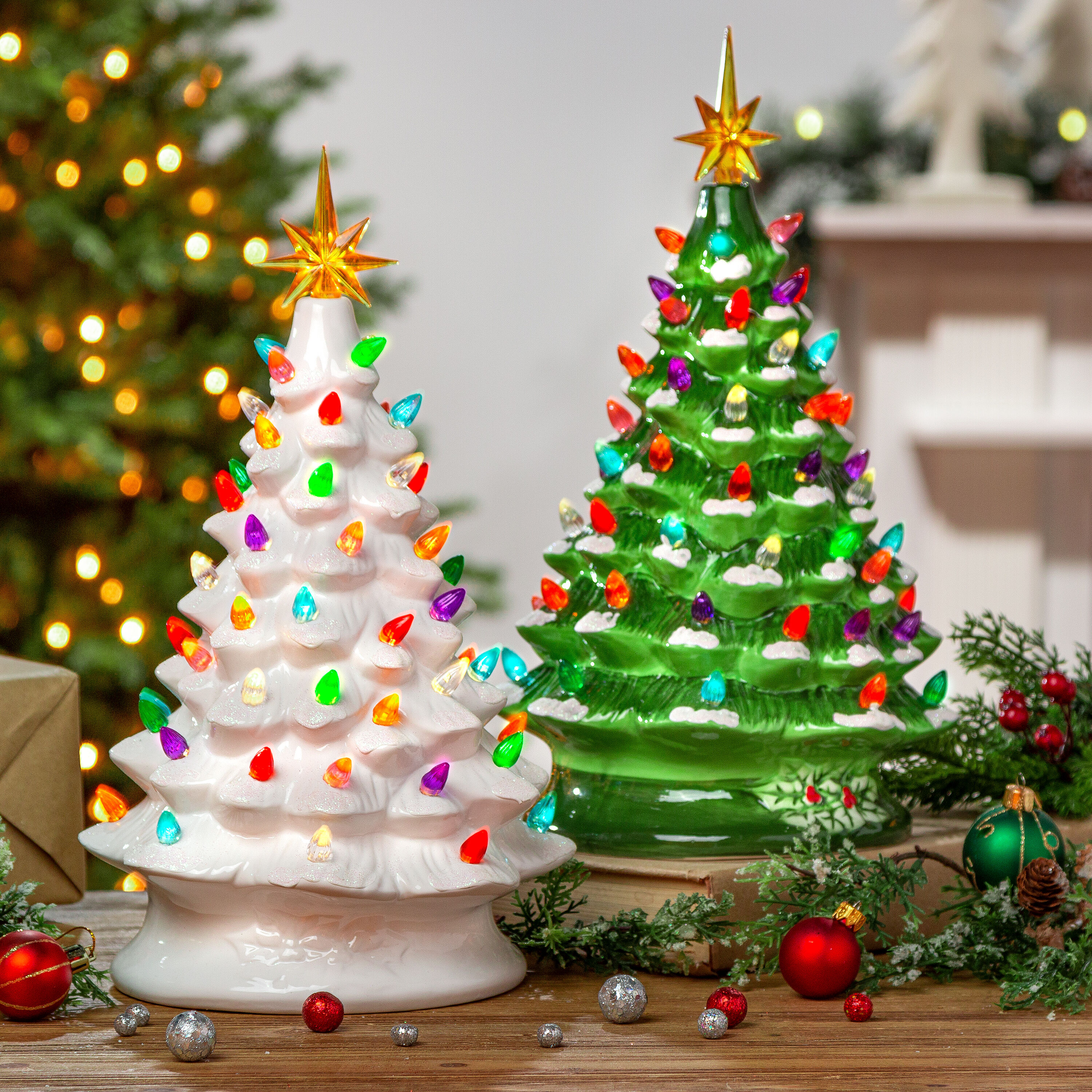 Gerson International 2534180EC-WHITE Table-Christmas-Decorations - View #2