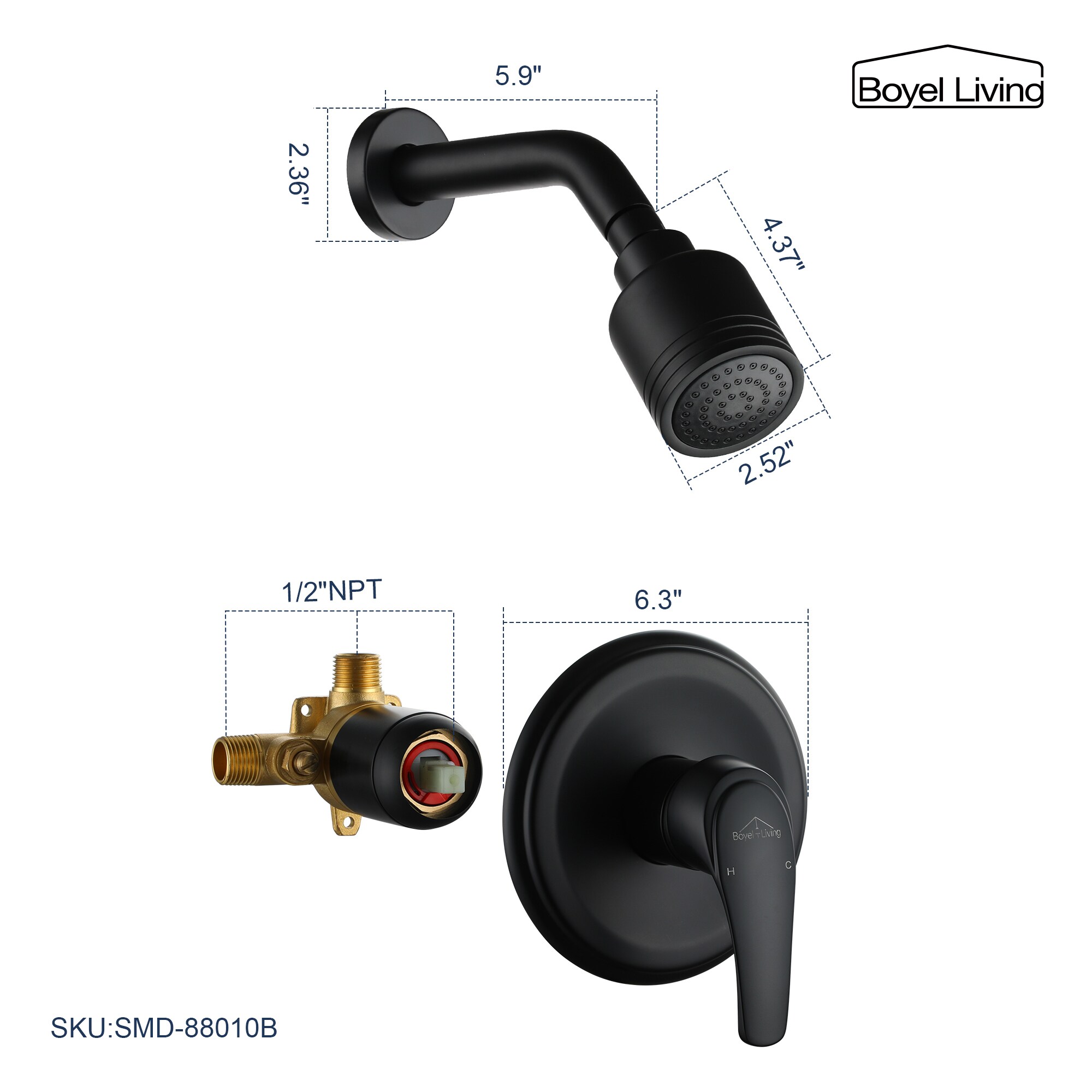 Clihome SMD-88010B Showerhead-Bar-Panels - View #5