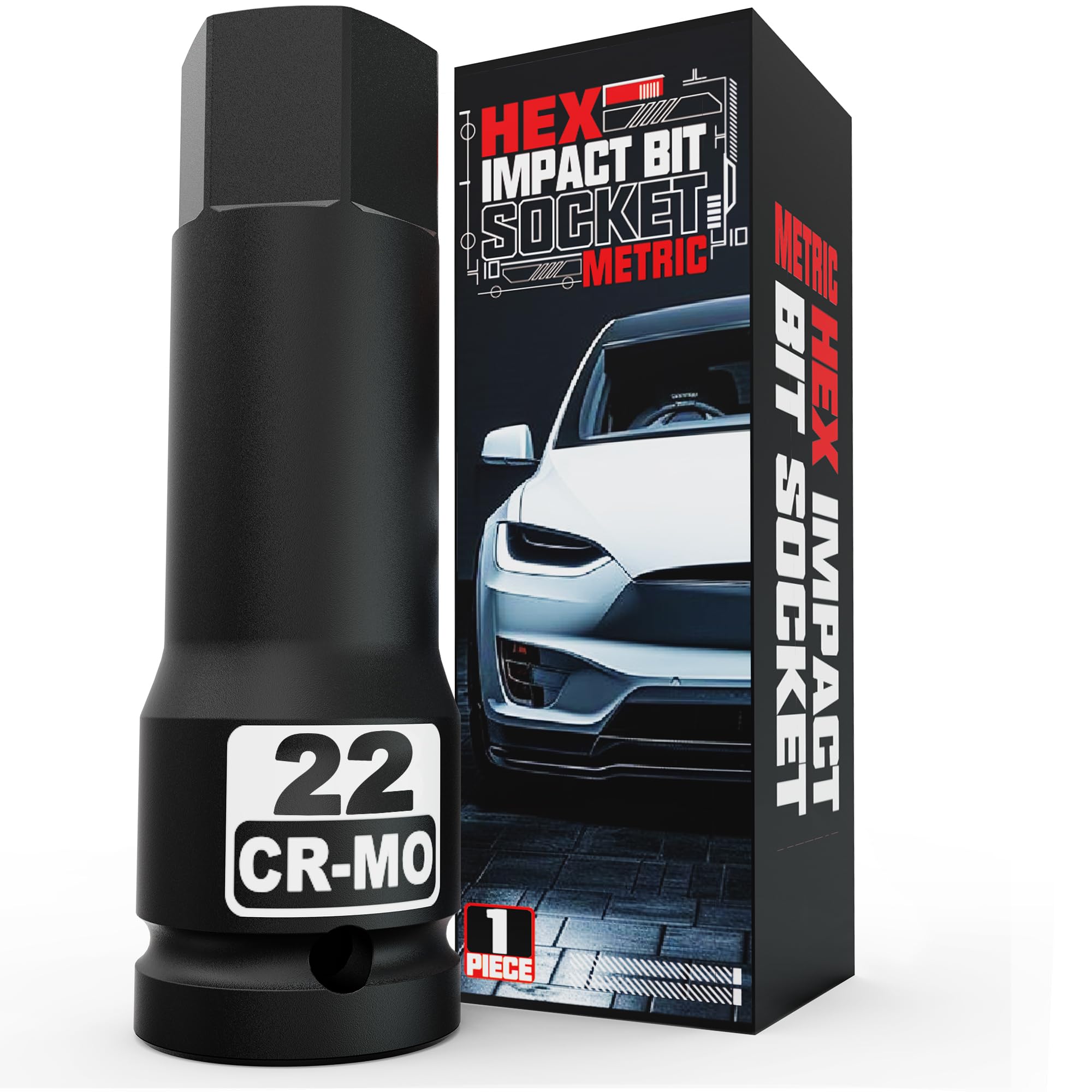 Linder Group Inc Half Inch Drive 22 mm Hex Impact Bit Socket Metric H22 Allen Bit Socket Cr Mo Steel Laser Etched for Automotive Brake Caliper Engine Maintenance