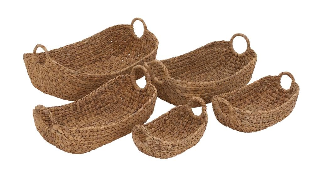 Grayson Lane 3-Pack 17.35-in W x 18.95-in H x 16.05-in D Brown Handmade  with Handles Wood Basket in the Storage Bins & Baskets department at