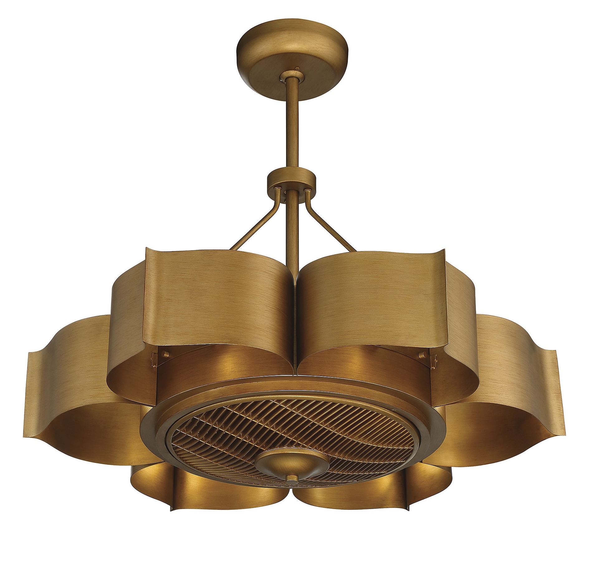 Stockholm Gold Patina 6-Light Chandelier with Concealed Fan
