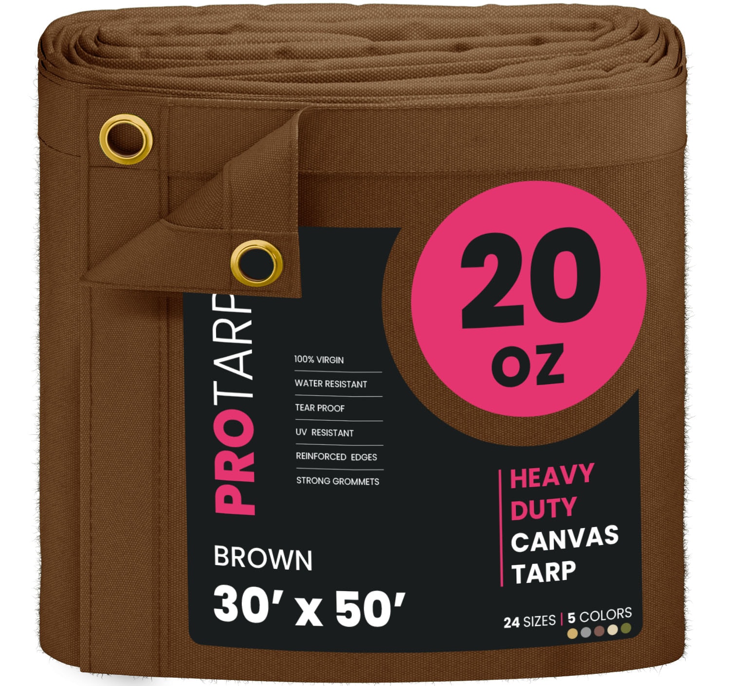 PROTARP PT-402-30X50 30-ft x 50-ft Brown Waterproof Standard Polyester 36-mil Tarp