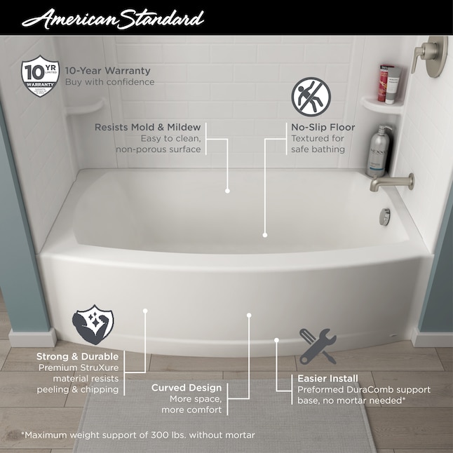 Right Drain Alcove Soaking Bathtub, How To Clean Textured Bathtub Floor