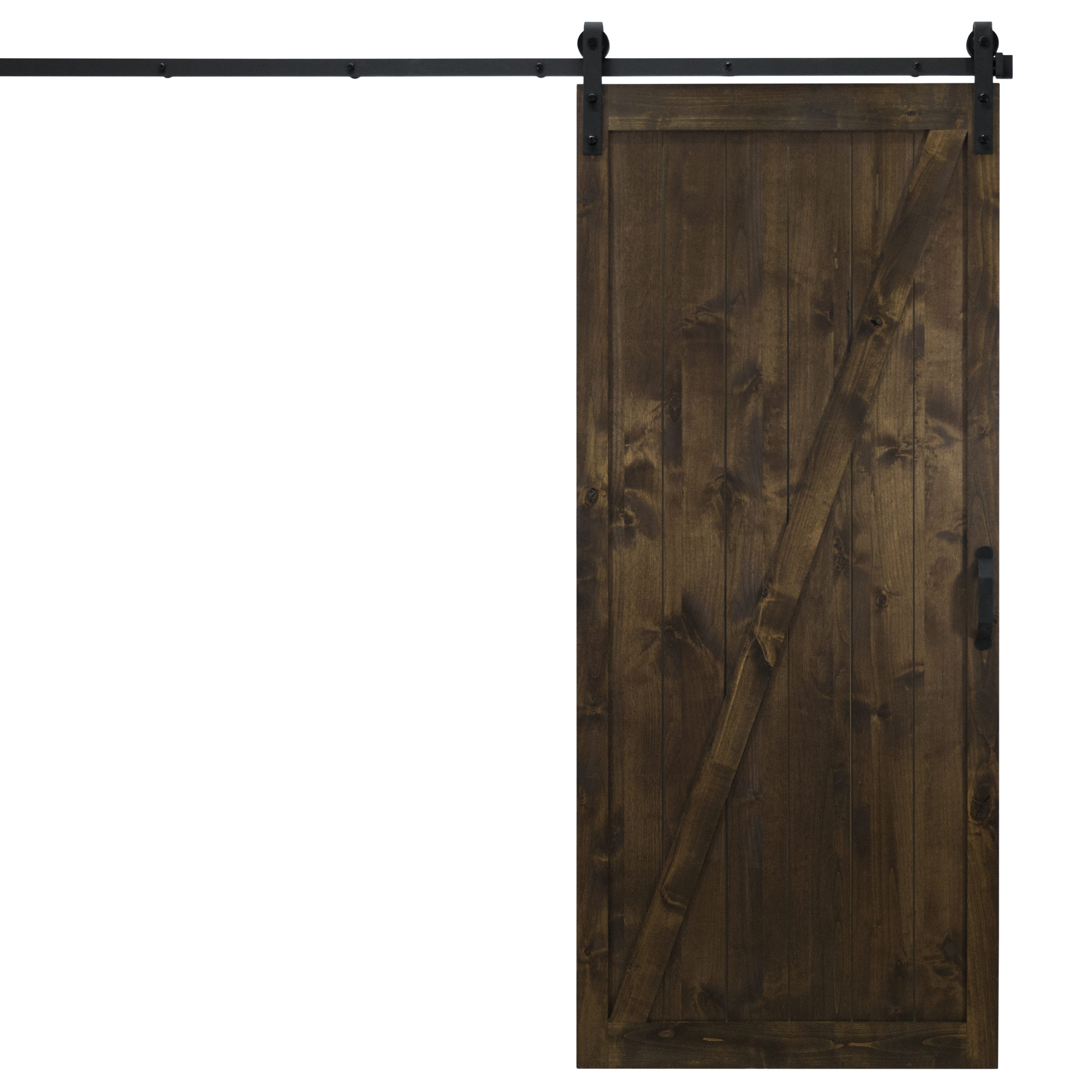 Dogberry DZBAR36DKCHNONEHARD 36-in x 84-in Dark Chocolate Square Knotty alder Wood Solid core Single Barn Door (Hardware Included)