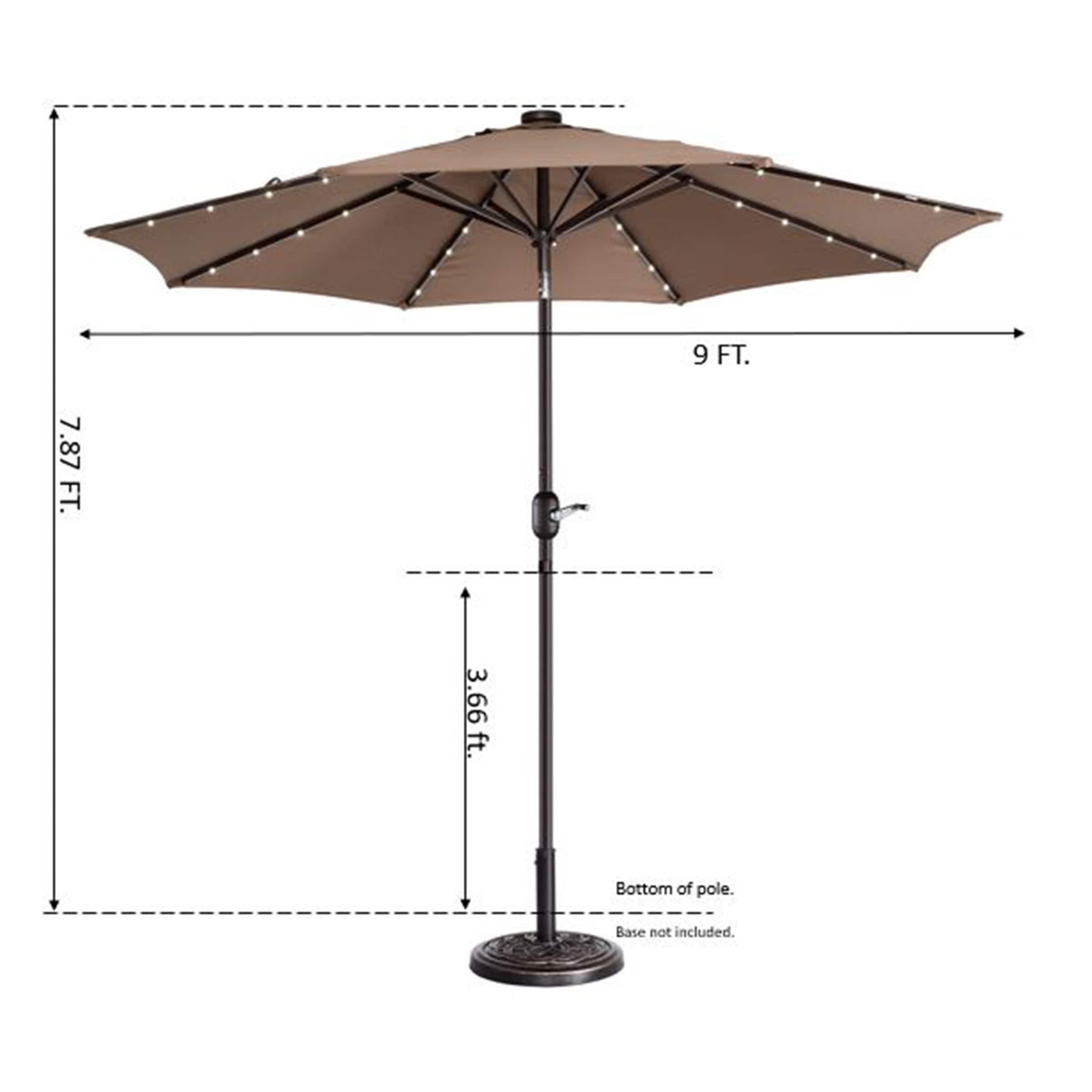 Nature Spring 9-ft Steel Brown Push-button Tilt Market Patio Umbrella ...