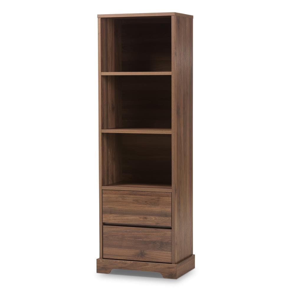 Baxton Studio Burnwood Walnut 3 Shelf Modular Bookcase 23.62 in W