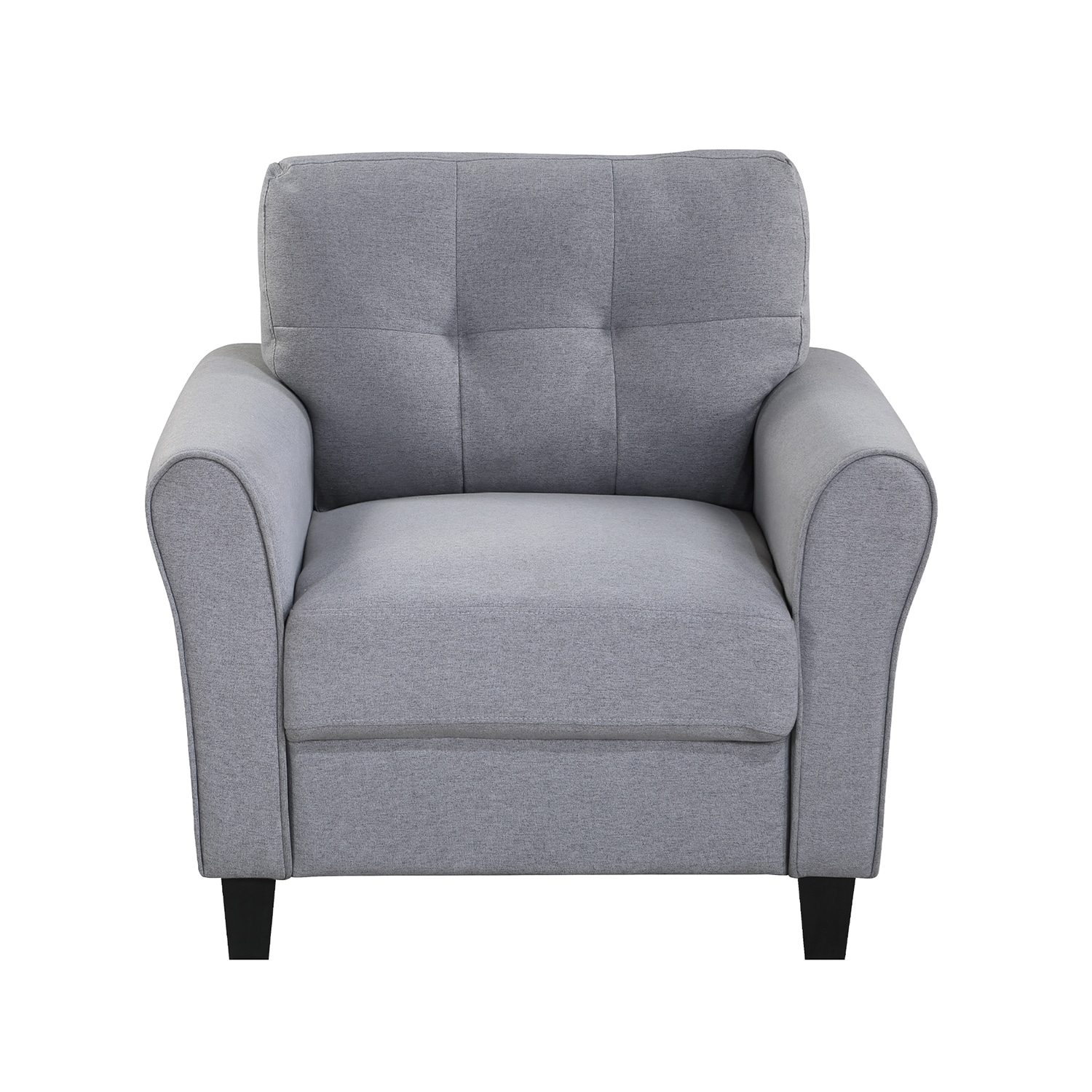 Bybafun Modern Gray Linen Accent Chair with Wood Frame - Contemporary ...