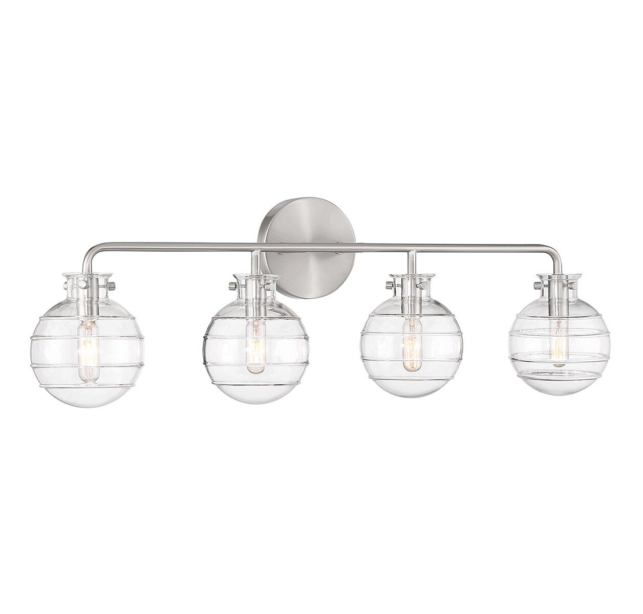 Satin Nickel 4-Light Vanity with Clear Swirl Glass Shades