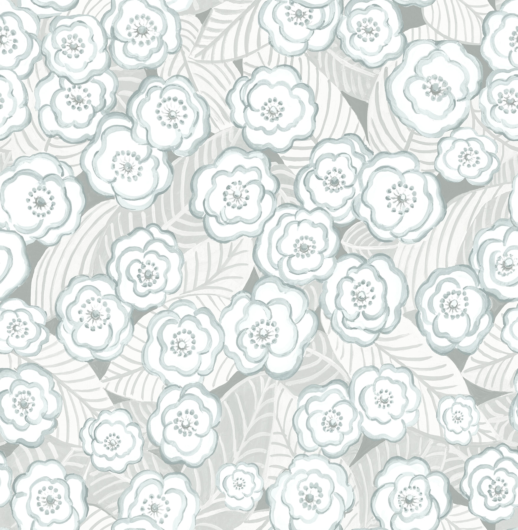 A-Street Prints 2903-25836 BlueBell 56.4-Sq. Feet Light Blue Non-woven Floral Unpasted Wallpaper