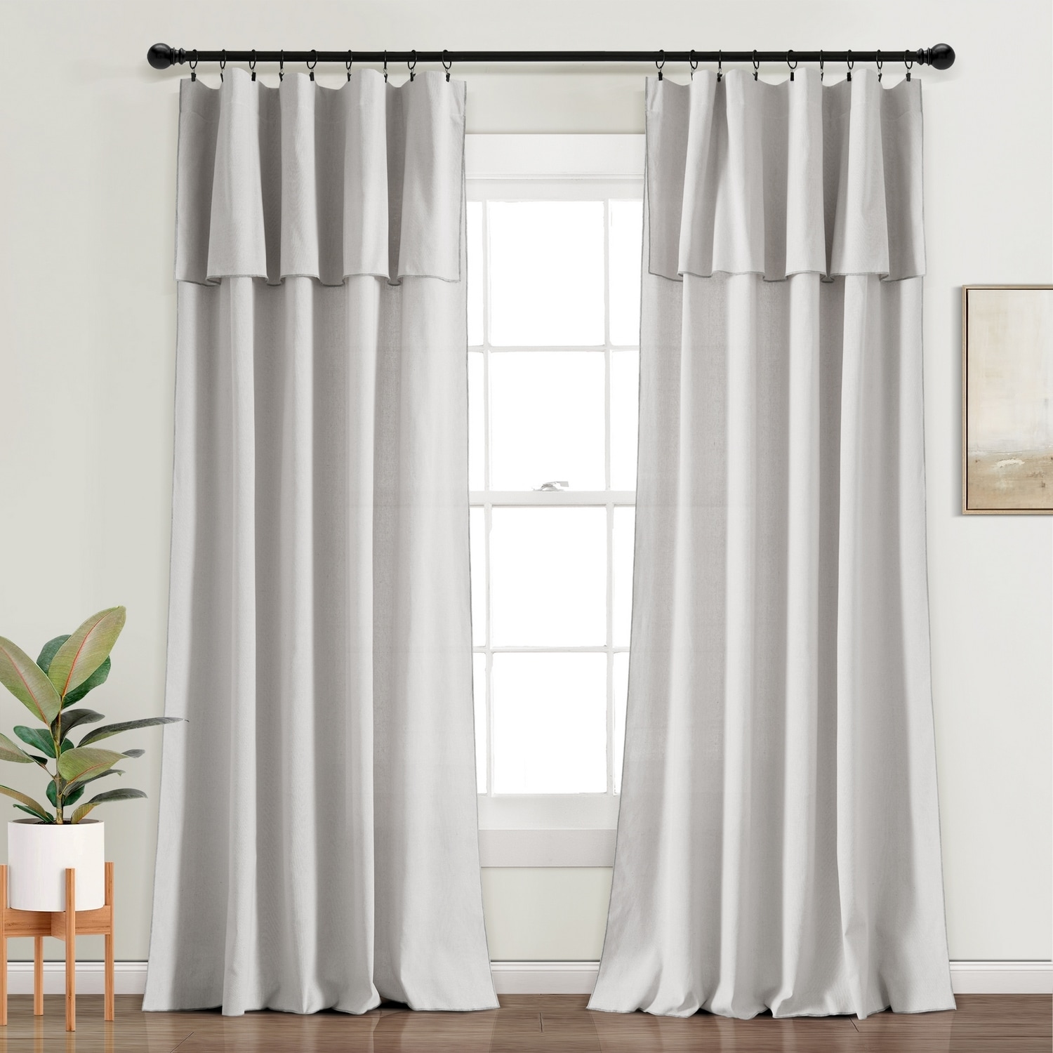 Lush Decor 21T013446 84-Inches Light Gray Room darkening Rod pocket Curtain panel pair