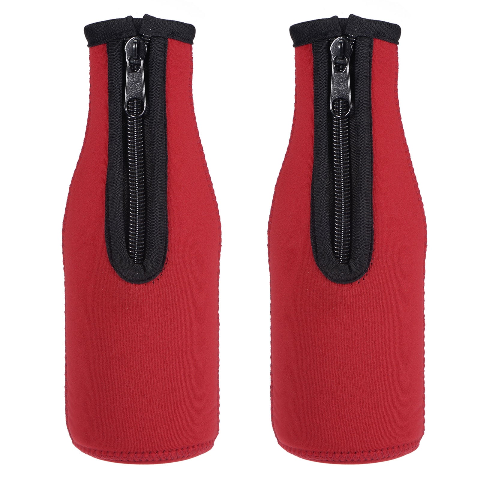Unique Bargains Beer Bottle Sleeves Cooler Insulator Collapsible Neoprene Covers with Zipper for 330ml to 350ml Red 2pcs #S26051100UX6795