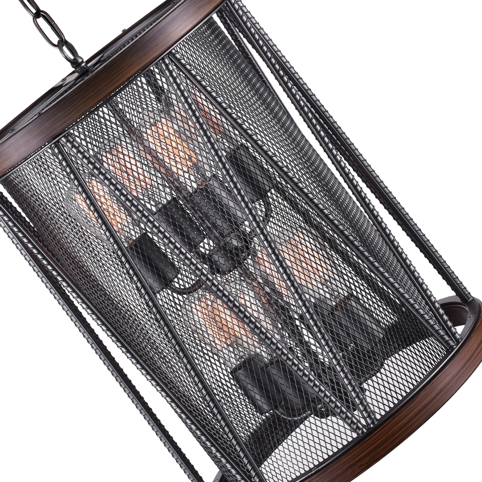 Mini Pewter Drum Shade Mesh Chandelier with Adjustable Chain