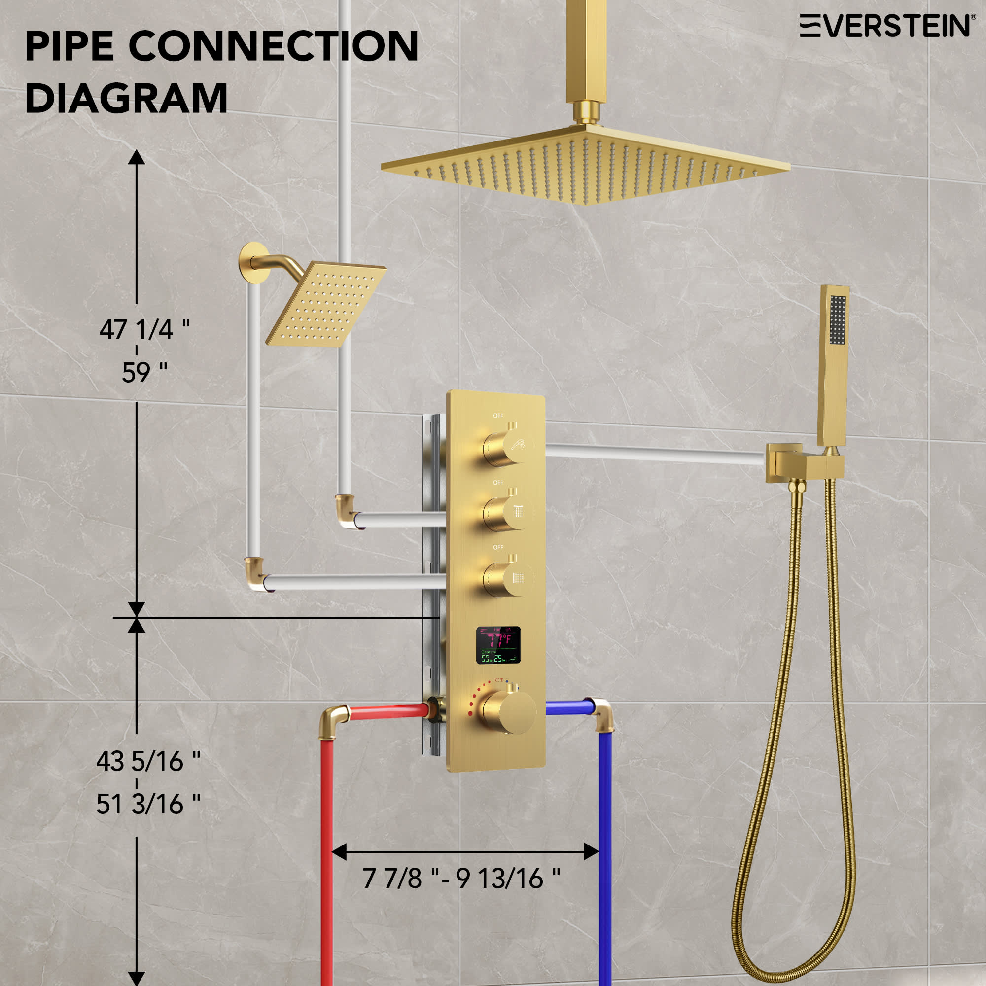EVERSTEIN SFS-1026-GD12 Tub-Shower-Faucets - View #11