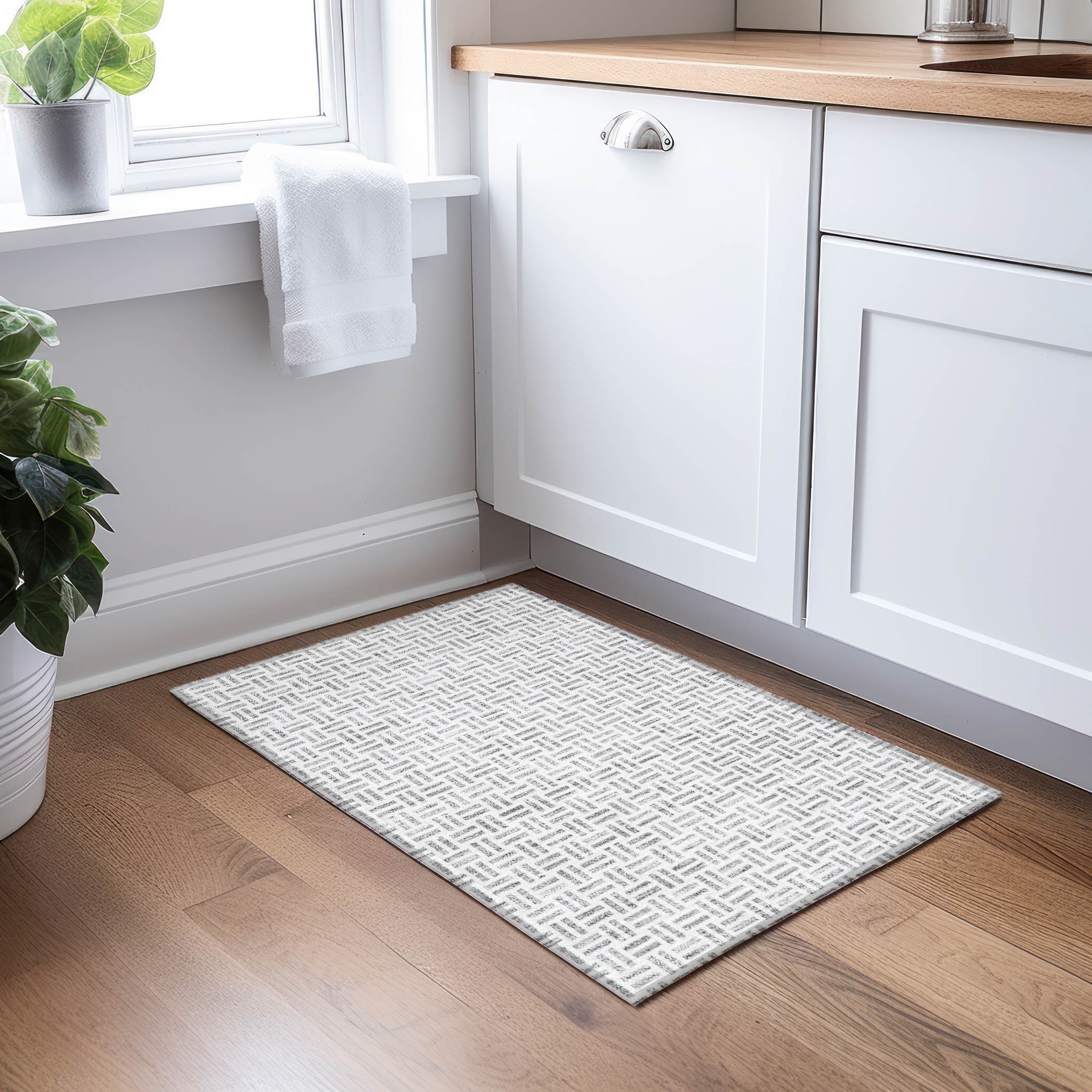 Addison Rugs ACN978GY20X30 Chantille ACN978GY 1 x 2 (ft) Loomed Polyester Gray Rectangular Indoor/Outdoor Machine washable Area rug