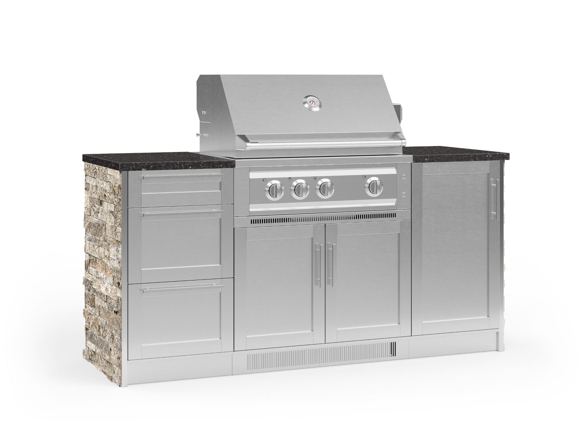 NewAge Products 68203 Signature Series Cabinets Platinum Grill 8 -Piece 72.16-in W x 25.5-in D x 51-in H Modular Outdoor Kitchen Set 4 Burners