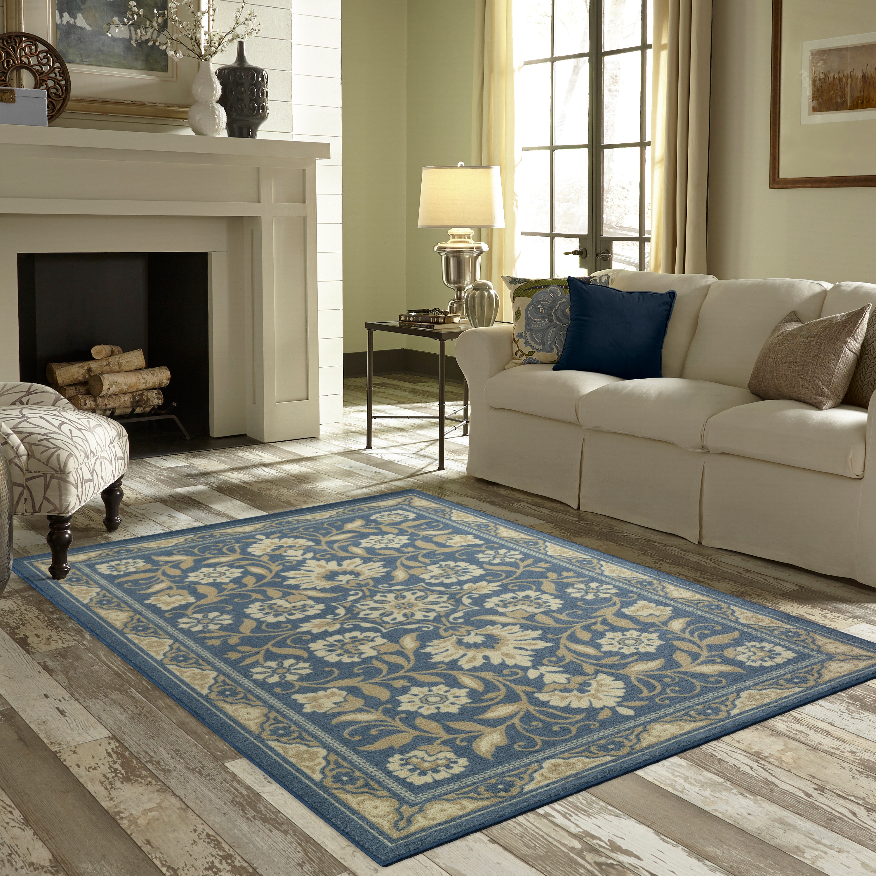 Maples Rugs B4572706 5 x 7 (ft) Tufted Polyester Blue Rectangular Indoor Border Area rug