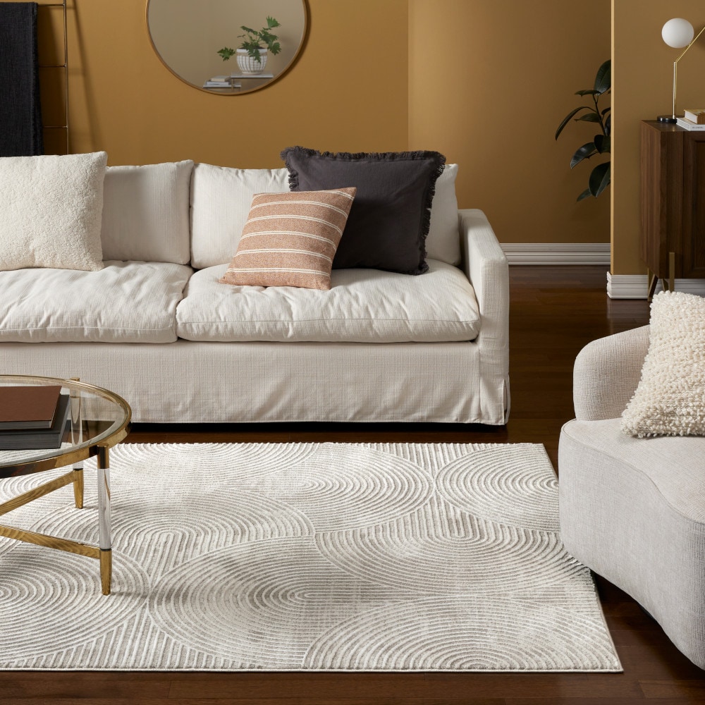 Town & Country Living 2A-9900-100 Maya 6 x 9 (ft) Loomed Polyester Ivory/Greige Rectangular Indoor Geometric Area rug