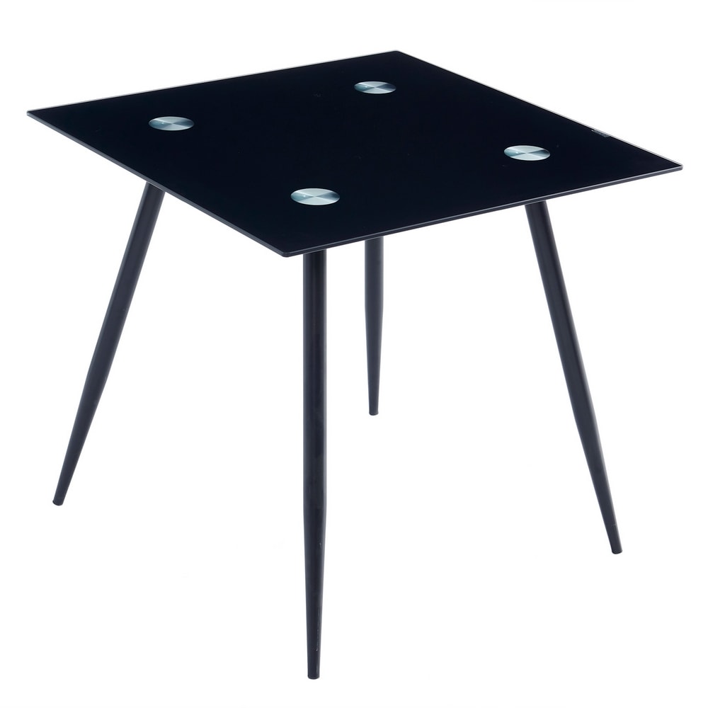 Winado 303868585840 Dining Table Black Contemporary/Modern Dining Table, Glass Top with Electroplating Metal Base 31.5-in L x 29.53-in H