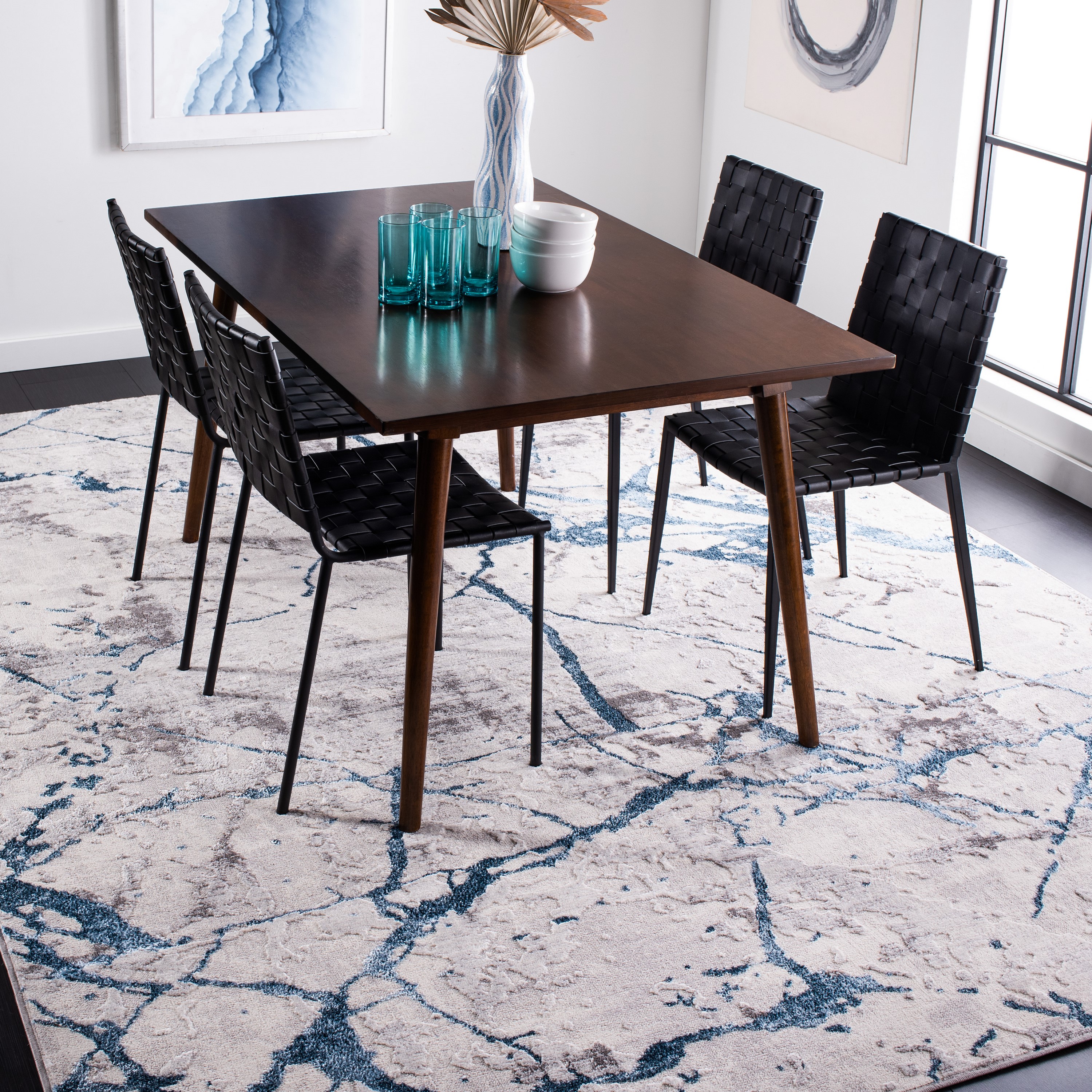 Safavieh ALA293F-9 Amelia Fietje 9 x 12 (ft) Loomed Synthetic Gray/Blue Rectangular Indoor Abstract Industrial Area rug