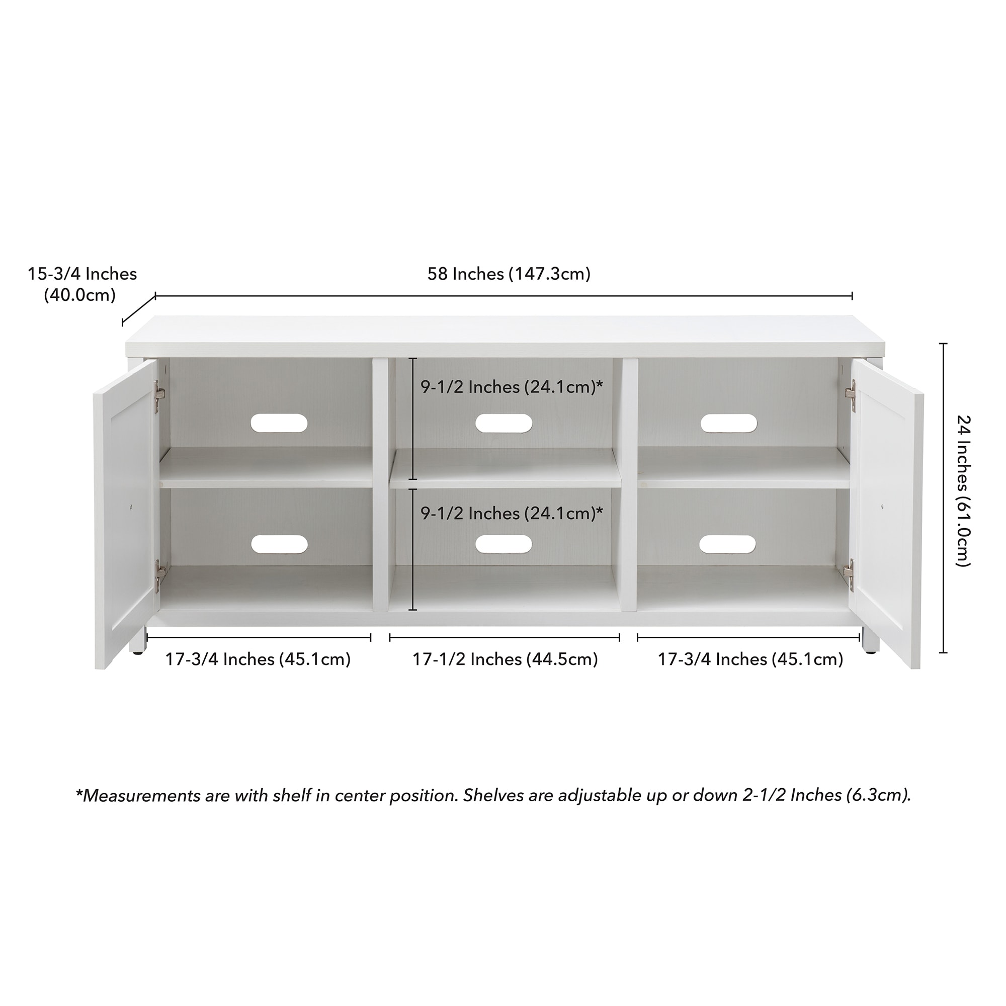 White Oak Rectangular TV Stand with Cabinets