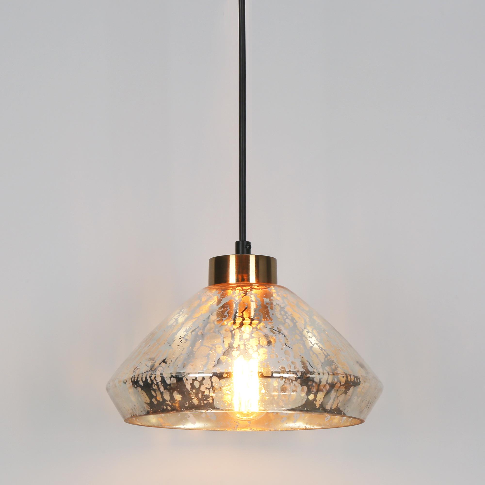 Matte Black and Gold Glass Mini Pendant Light