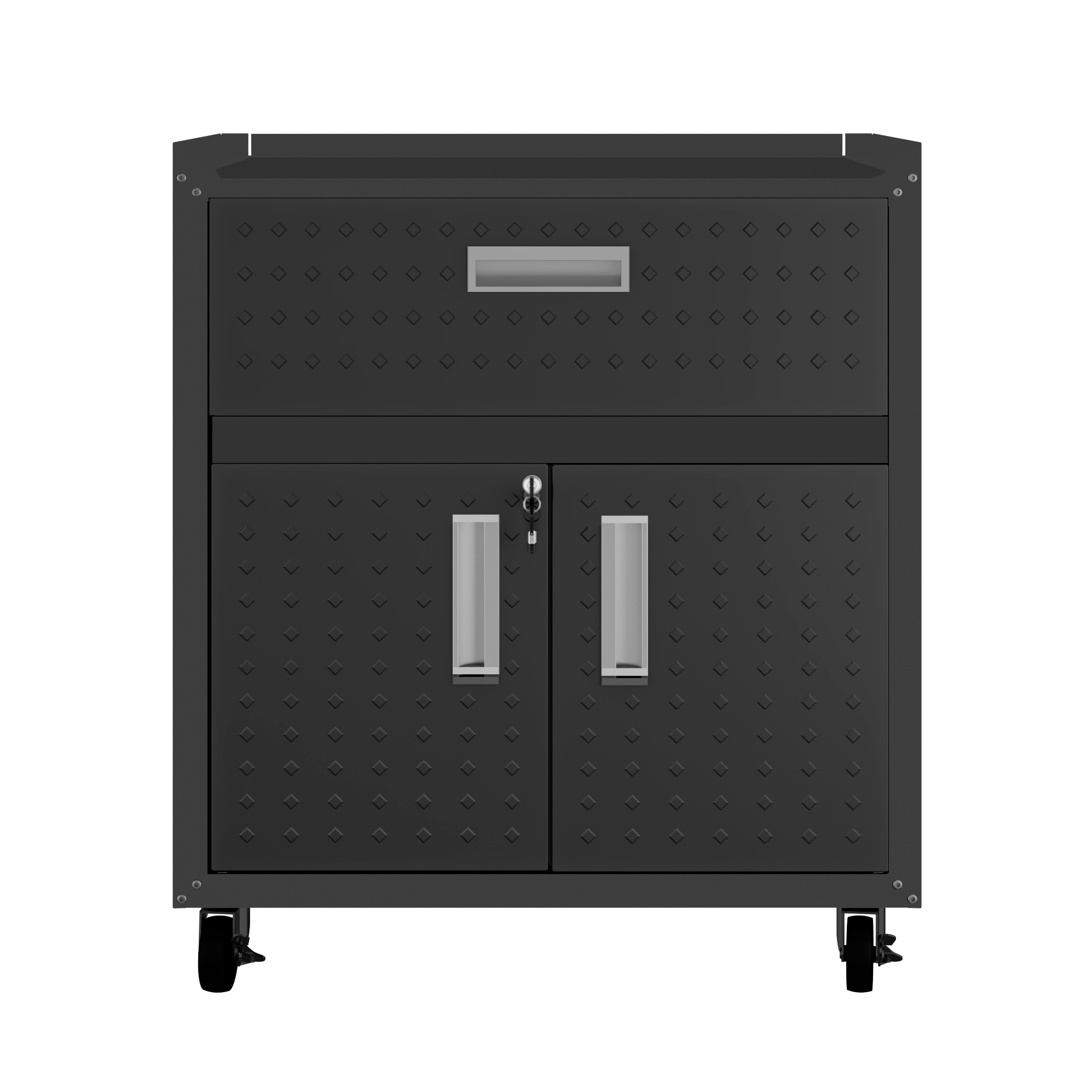 Manhattan Comfort 2GMCC-CH Fortress 30.3-in W x 31.5-in H x 18.2-in D Freestanding Aluminum Garage Cabinet in Gray