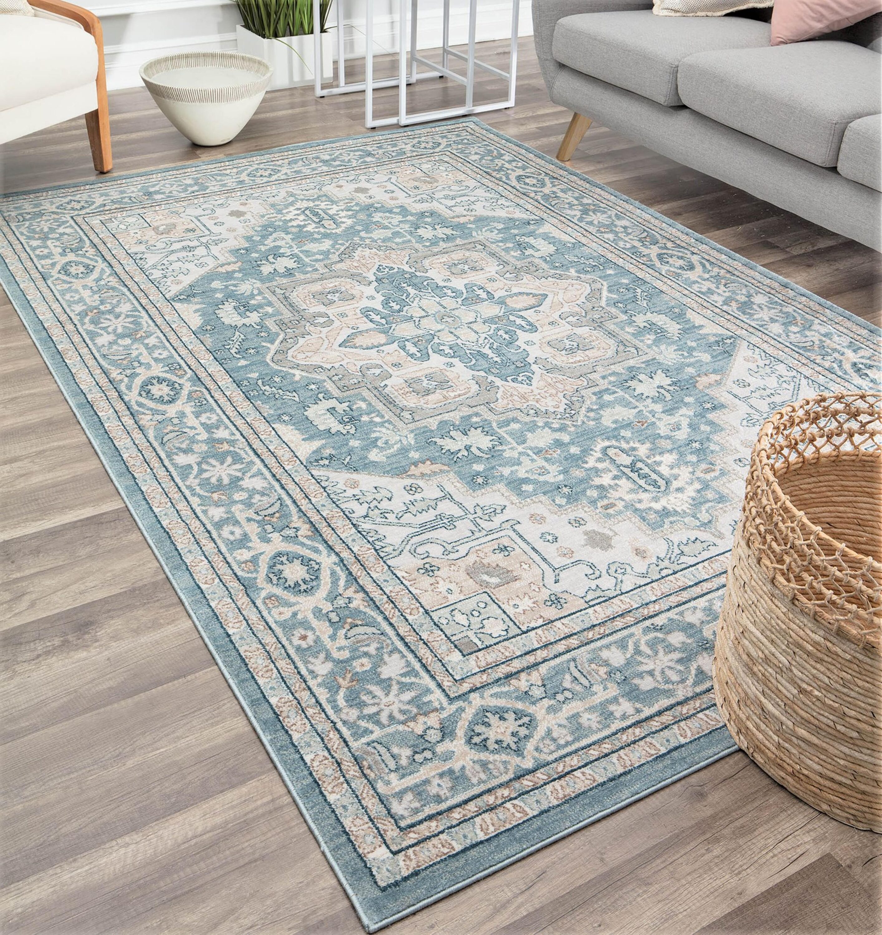 Rugs America RA28837 Laurel 8 x 10 Meadow Skies Indoor Medallion Area Rug